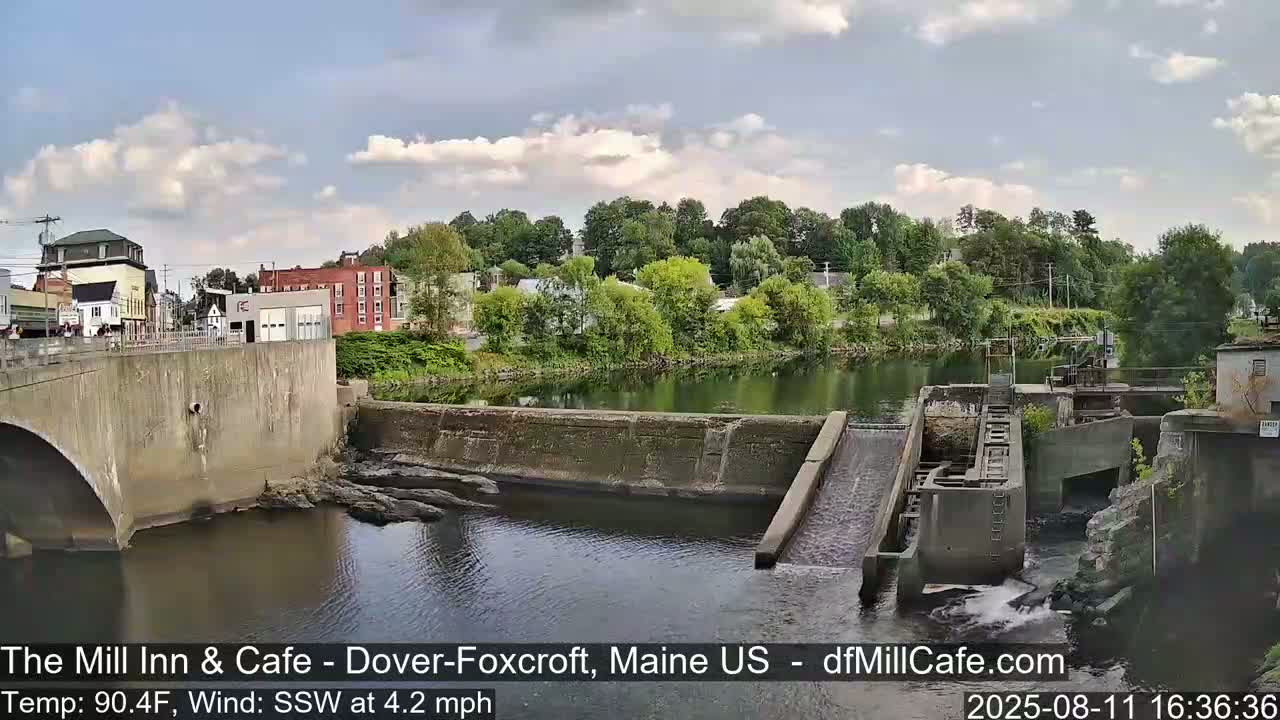 Mayo Mill Dam Live Cam  - Dover-Foxcroft, Maine , USA