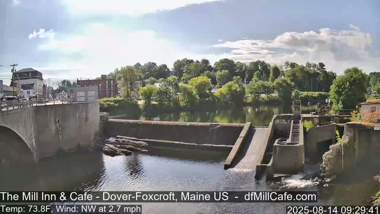 Mayo Mill Dam Live Cam  - Dover-Foxcroft, Maine , USA