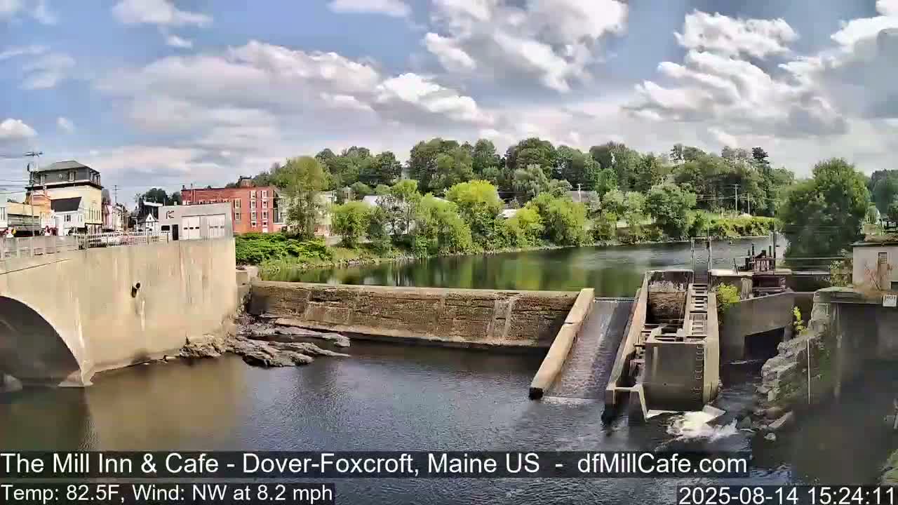 Mayo Mill Dam Live Cam  - Dover-Foxcroft, Maine , USA
