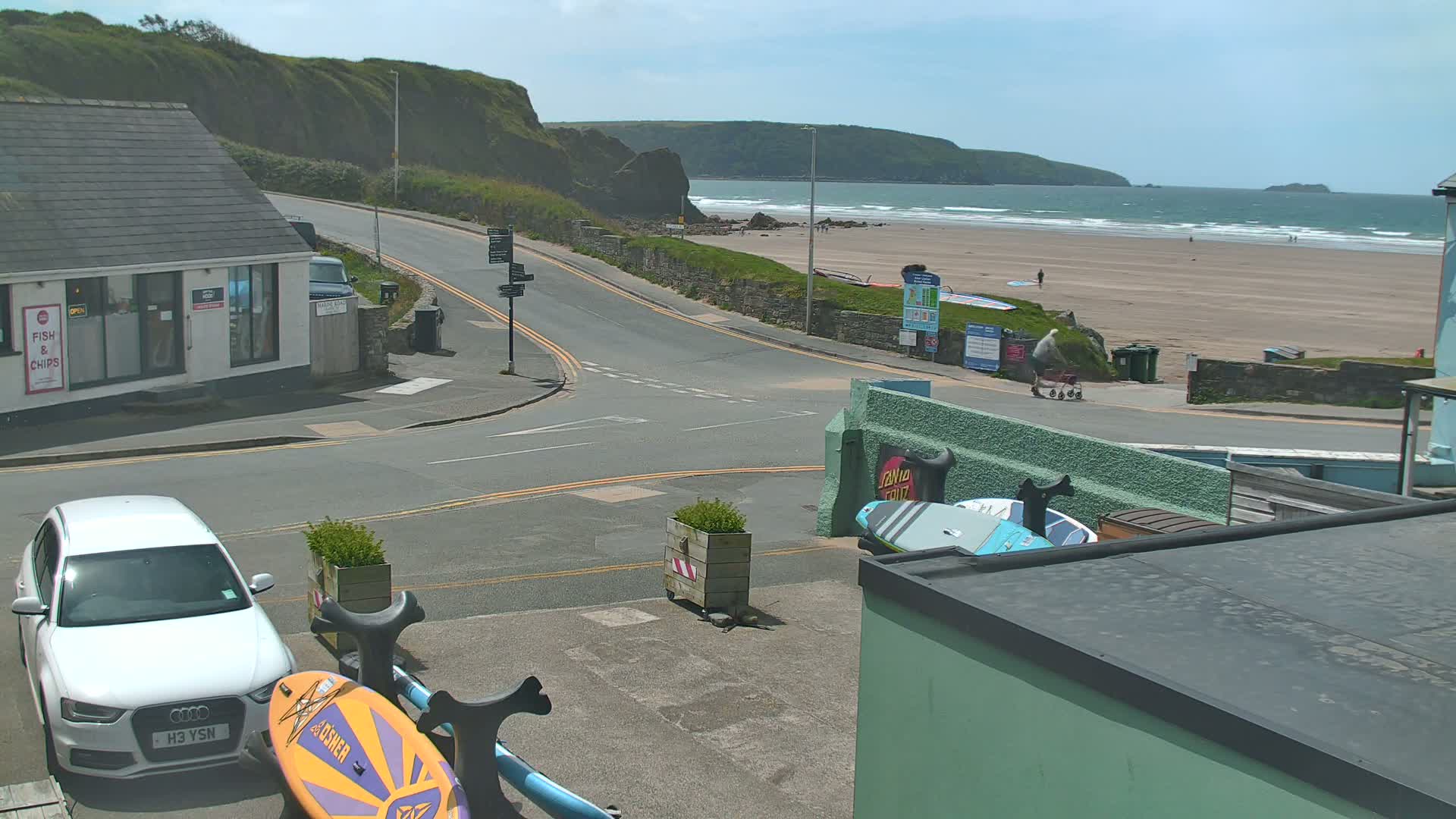 Broad Haven, Beach West View Live Cam - The Havens, Pembrokeshire, Dyfed, Wales, United Kingdom