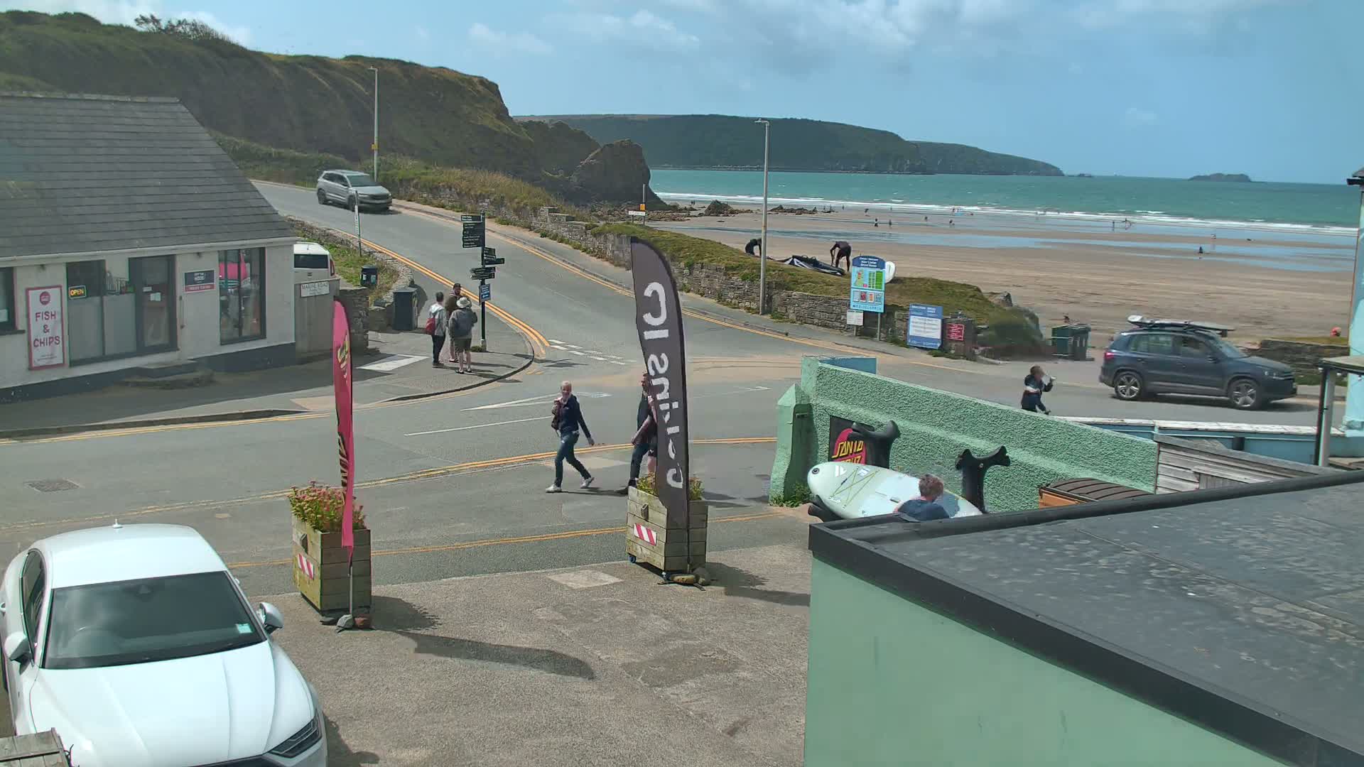 Broad Haven, Beach West View Live Cam - The Havens, Pembrokeshire, Dyfed, Wales, United Kingdom