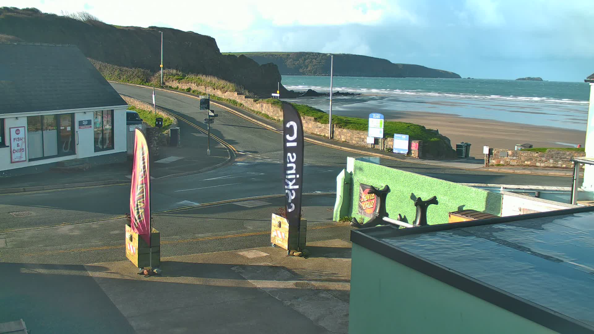 Broad Haven, Beach West View Live Cam - The Havens, Pembrokeshire, Dyfed, Wales, United Kingdom