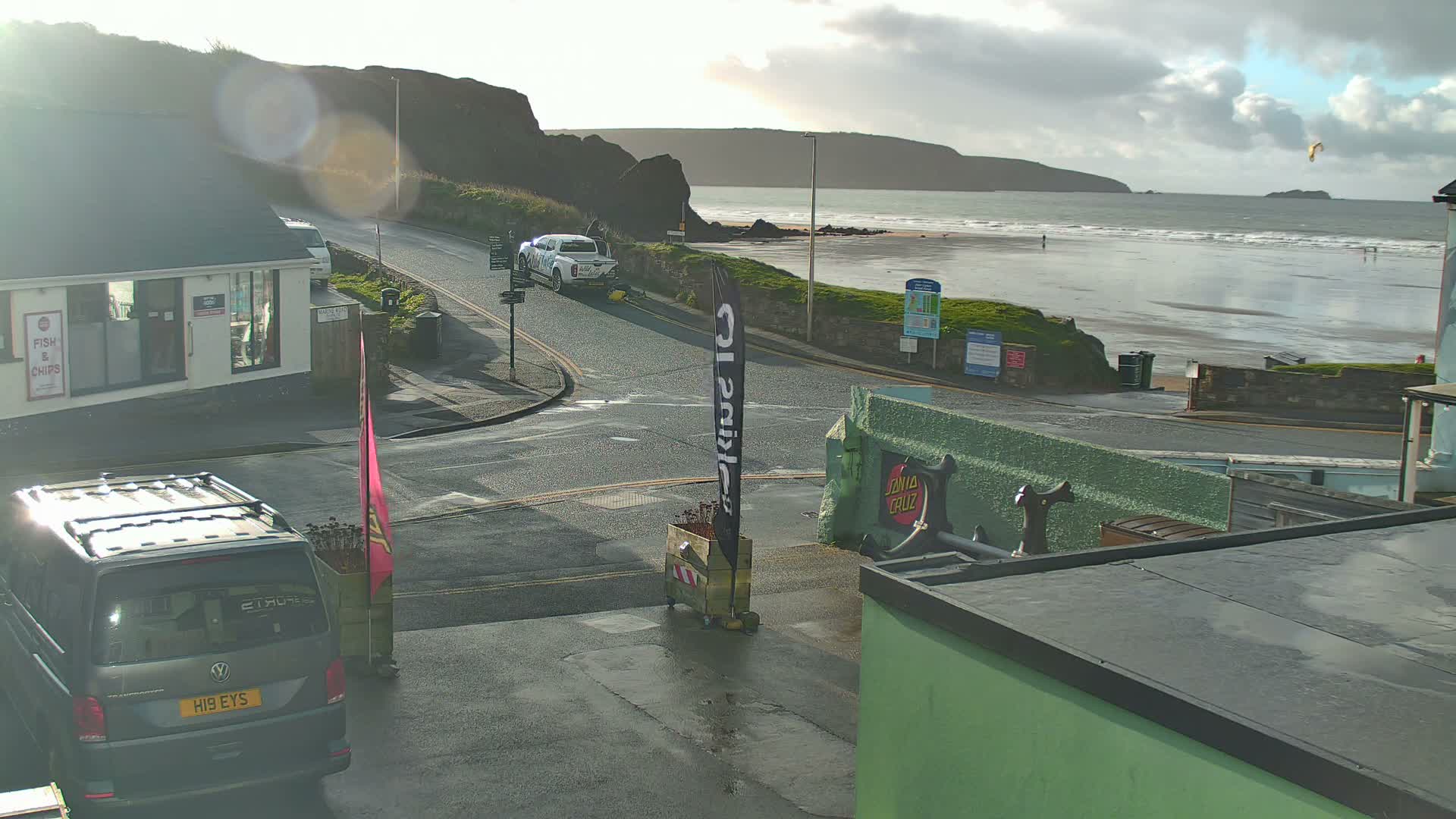 Broad Haven, Beach West View Live Cam - The Havens, Pembrokeshire, Dyfed, Wales, United Kingdom