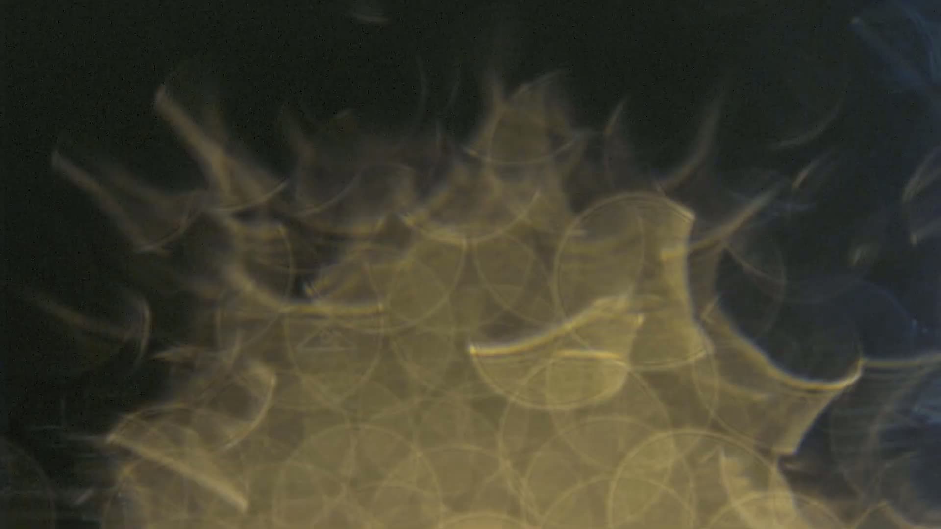 A blurry, out-of-focus image shows a pattern of overlapping, light-colored, semi-transparent circles against a dark background.