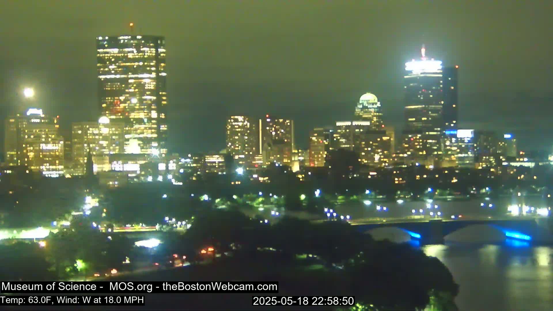 Charles River & Boston City View Live Cam - Boston, Massachusetts, USA