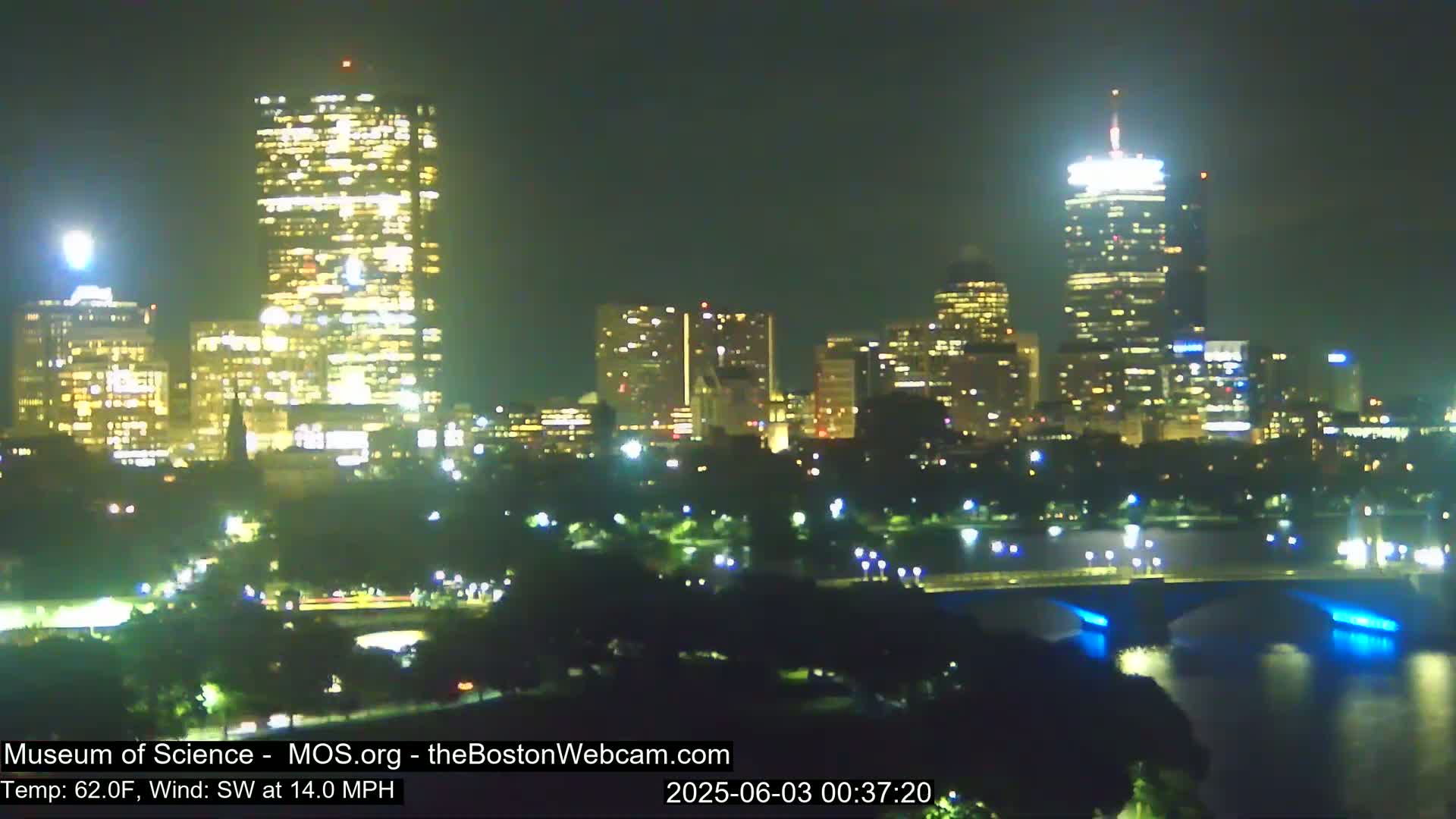 Charles River & Boston City View Live Cam - Boston, Massachusetts, USA