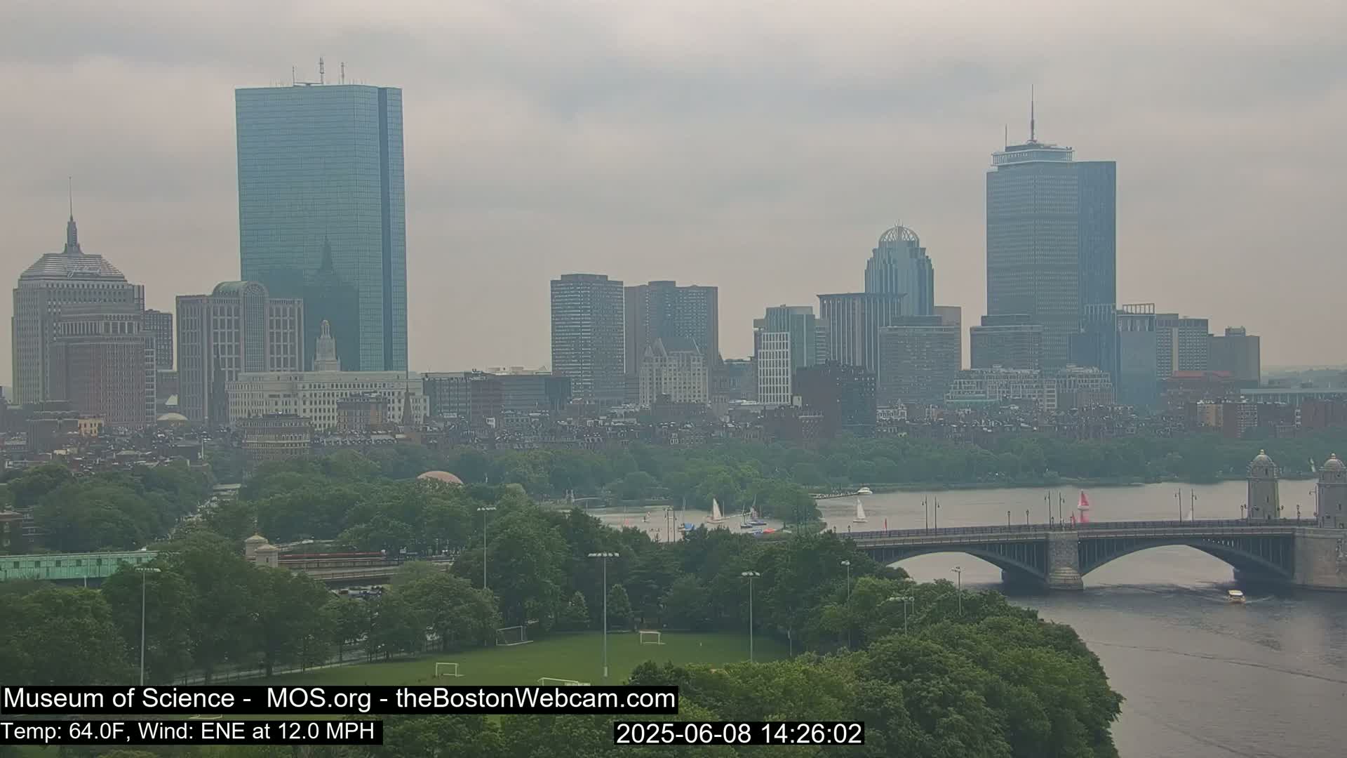 Charles River & Boston City View Live Cam - Boston, Massachusetts, USA
