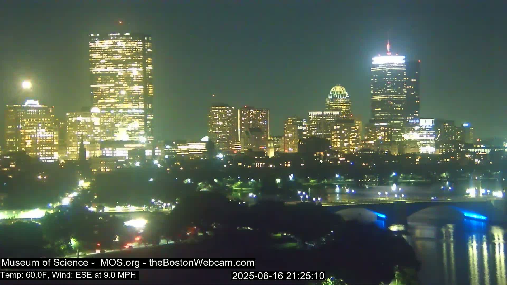 Charles River & Boston City View Live Cam - Boston, Massachusetts, USA