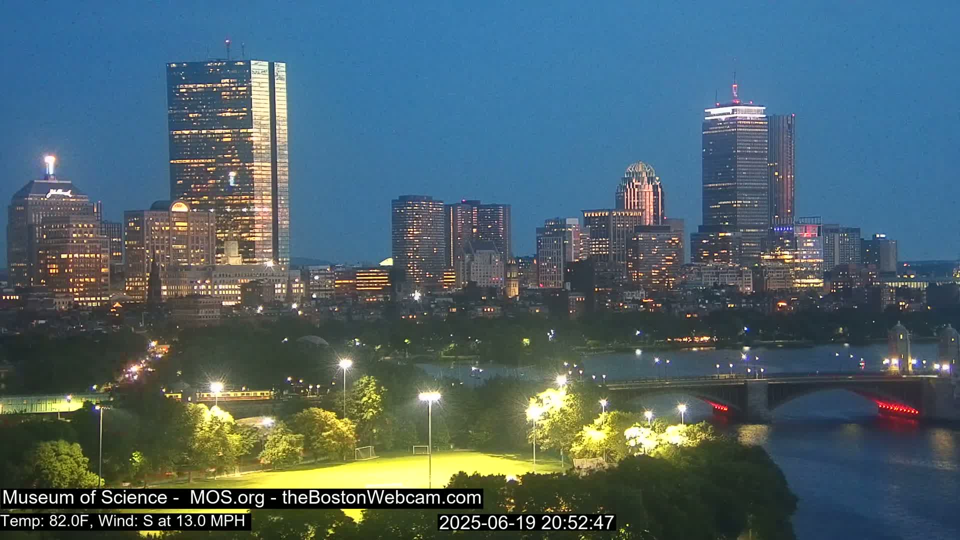 Charles River & Boston City View Live Cam - Boston, Massachusetts, USA
