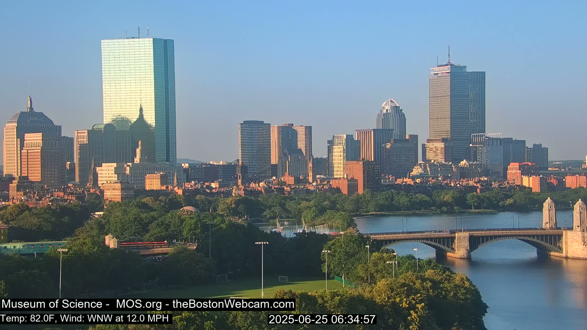 Charles River & Boston City View Live Cam - Boston, Massachusetts, USA