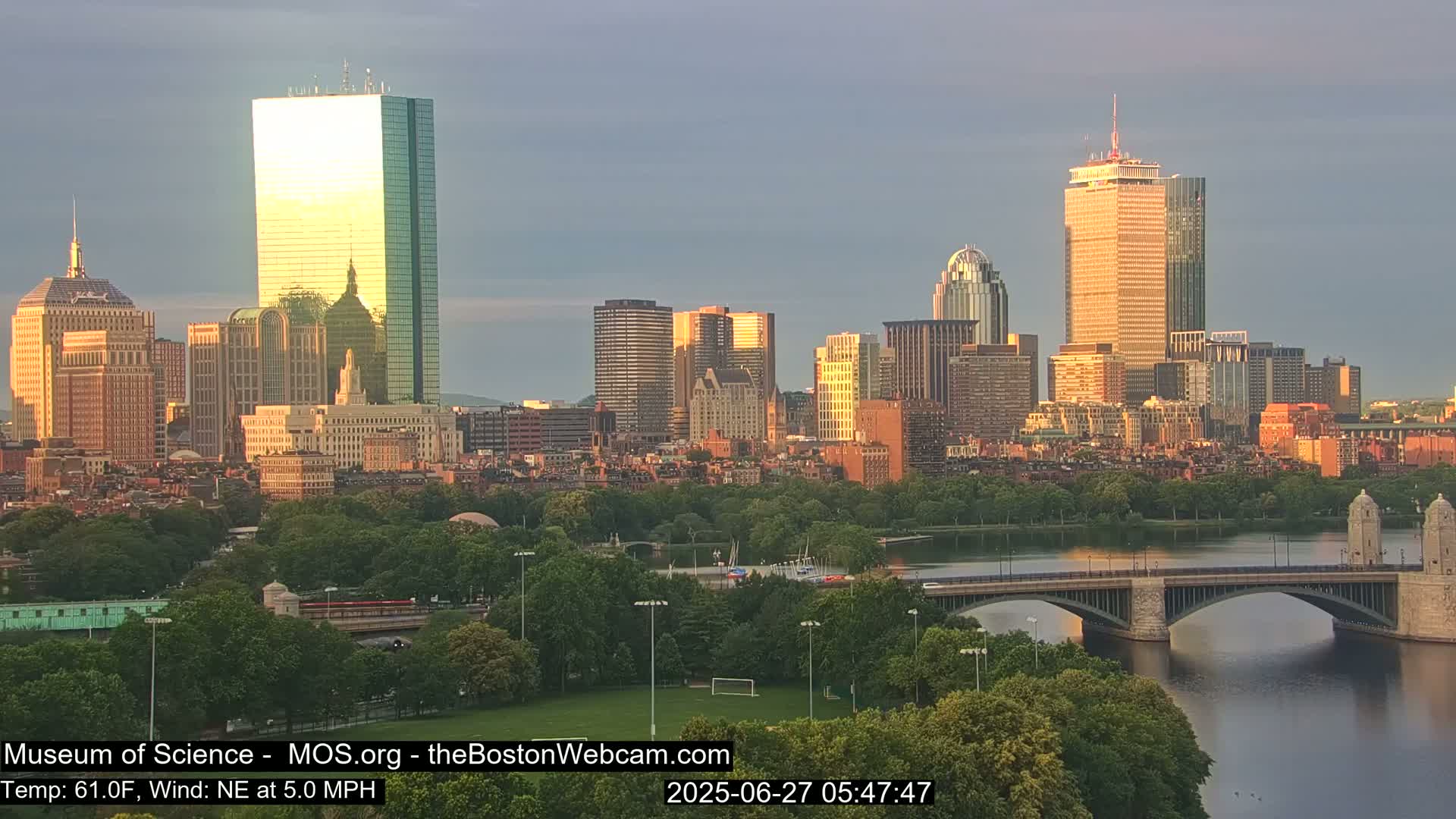 Charles River & Boston City View Live Cam - Boston, Massachusetts, USA