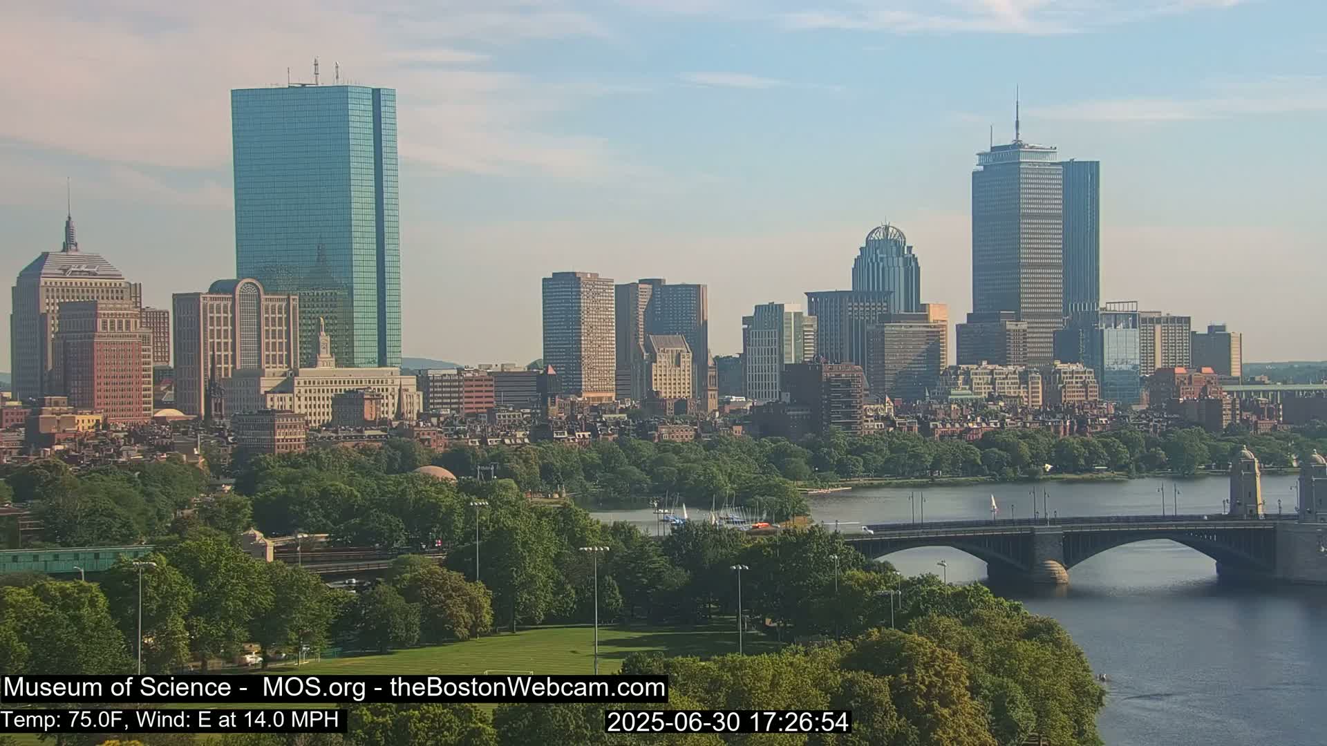 Charles River & Boston City View Live Cam - Boston, Massachusetts, USA
