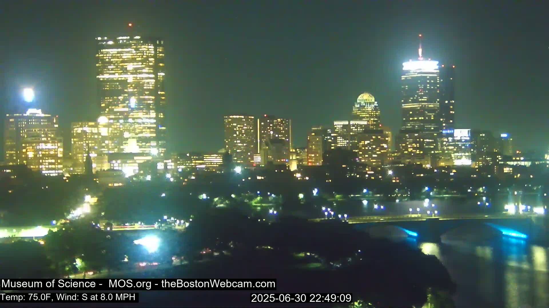 Charles River & Boston City View Live Cam - Boston, Massachusetts, USA