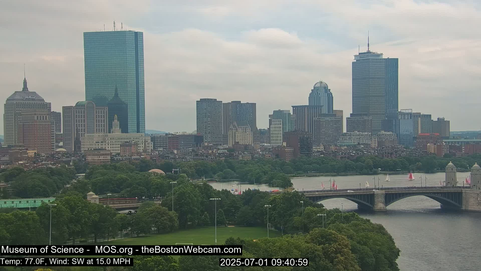 Charles River & Boston City View Live Cam - Boston, Massachusetts, USA