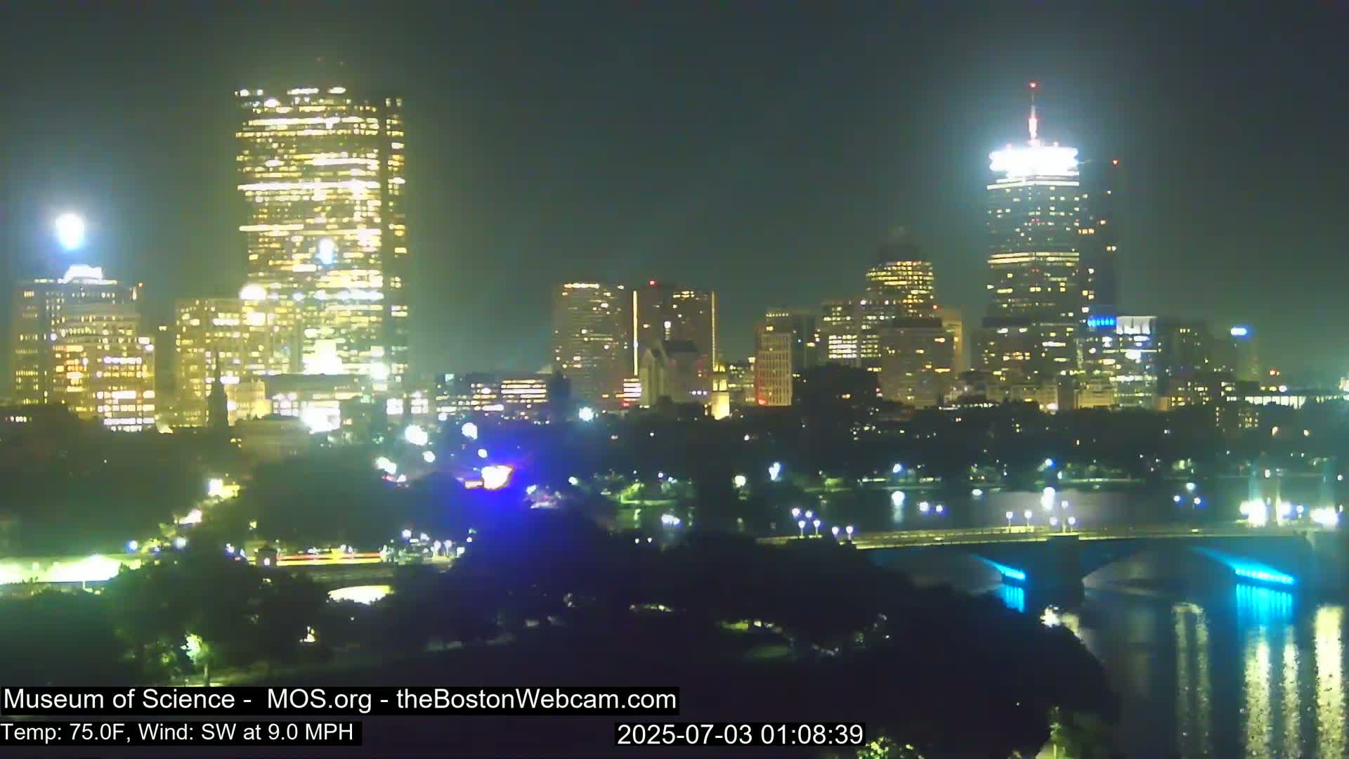 Charles River & Boston City View Live Cam - Boston, Massachusetts, USA