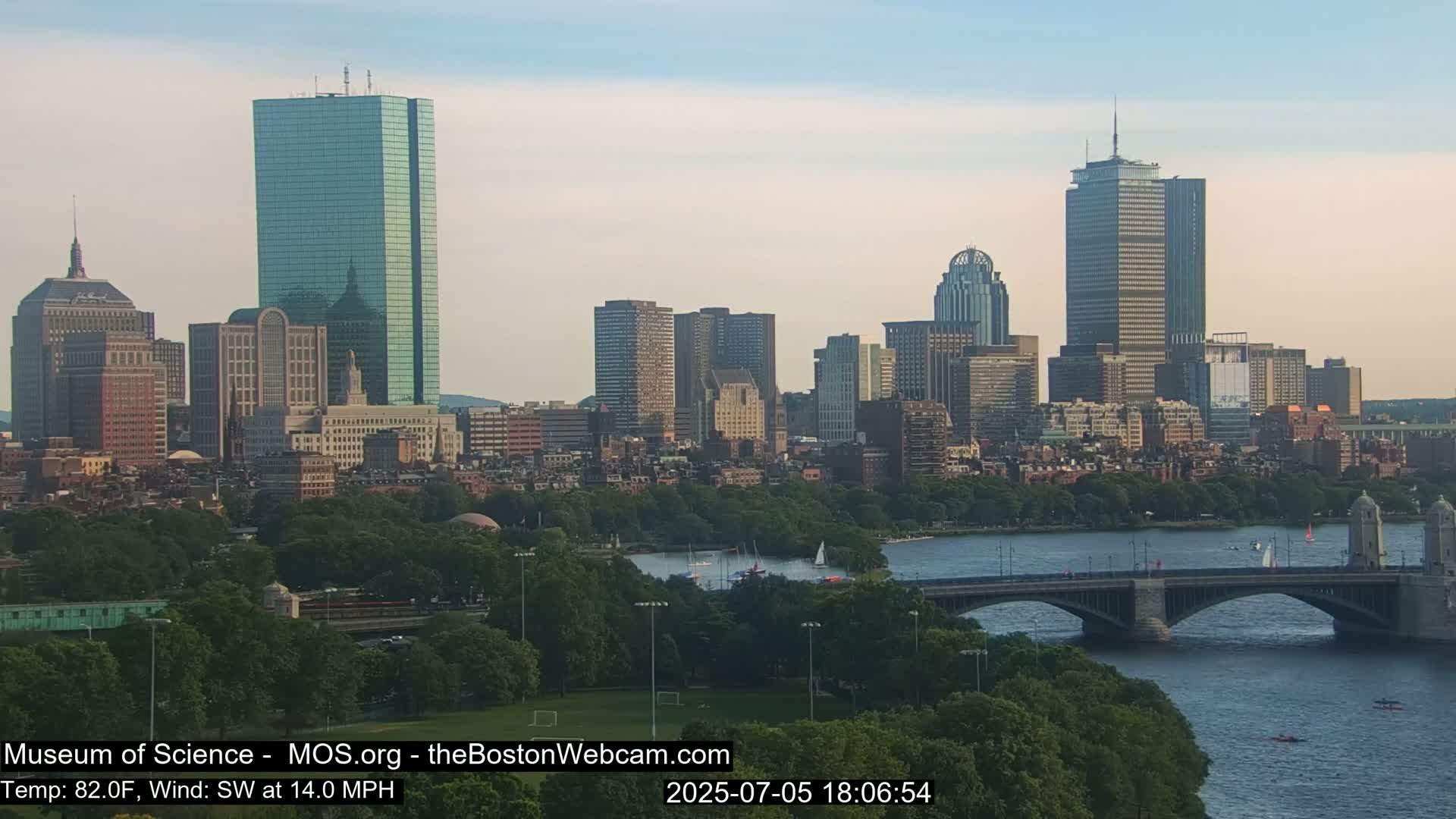 Charles River & Boston City View Live Cam - Boston, Massachusetts, USA