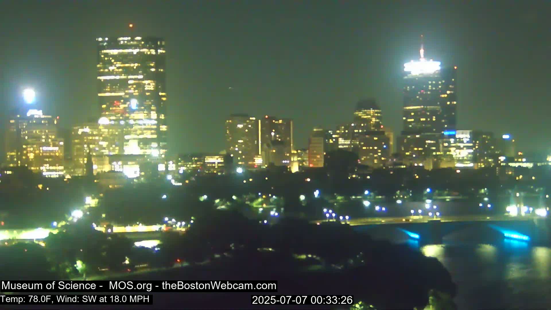 Charles River & Boston City View Live Cam - Boston, Massachusetts, USA