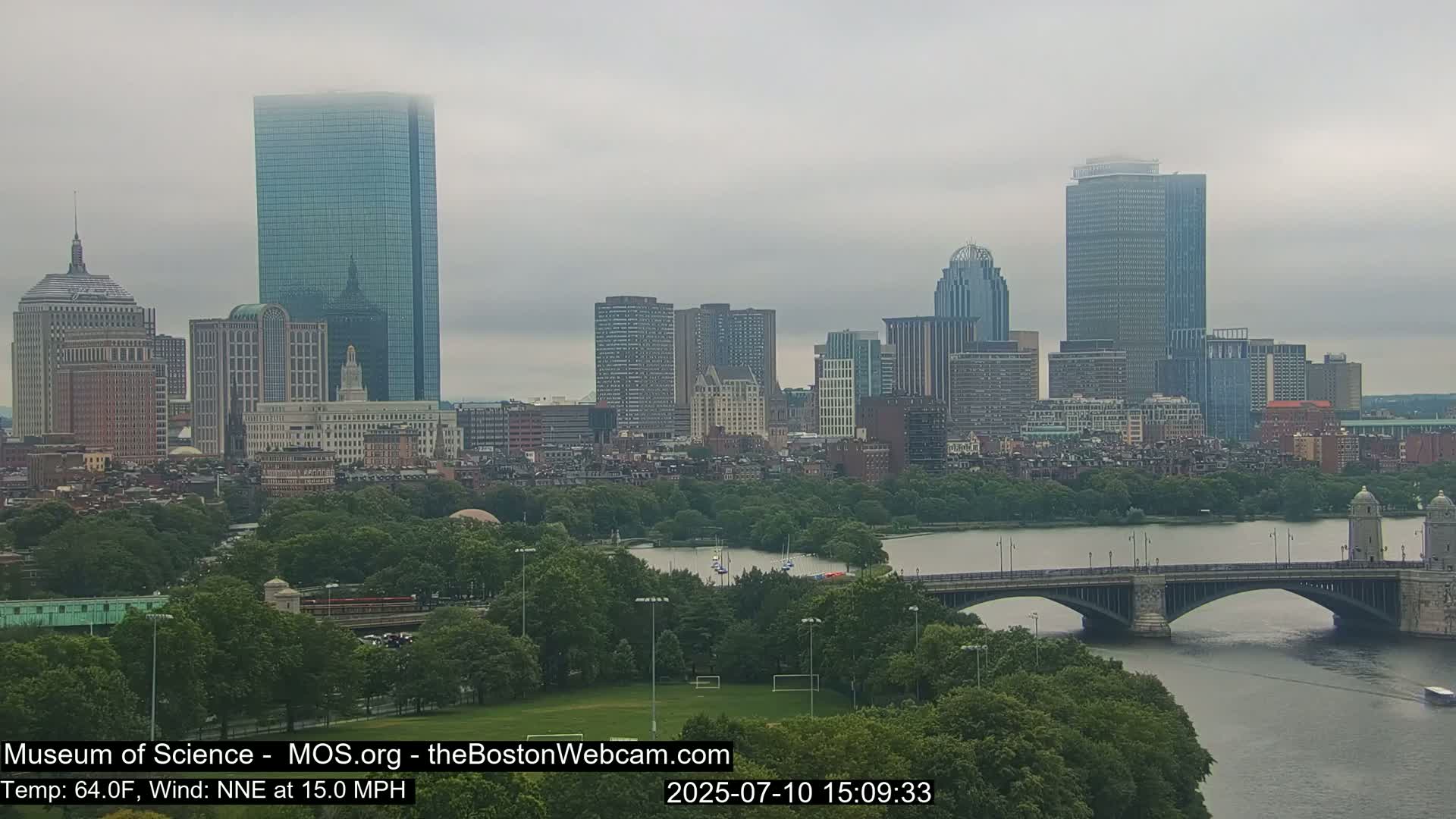 Charles River & Boston City View Live Cam - Boston, Massachusetts, USA