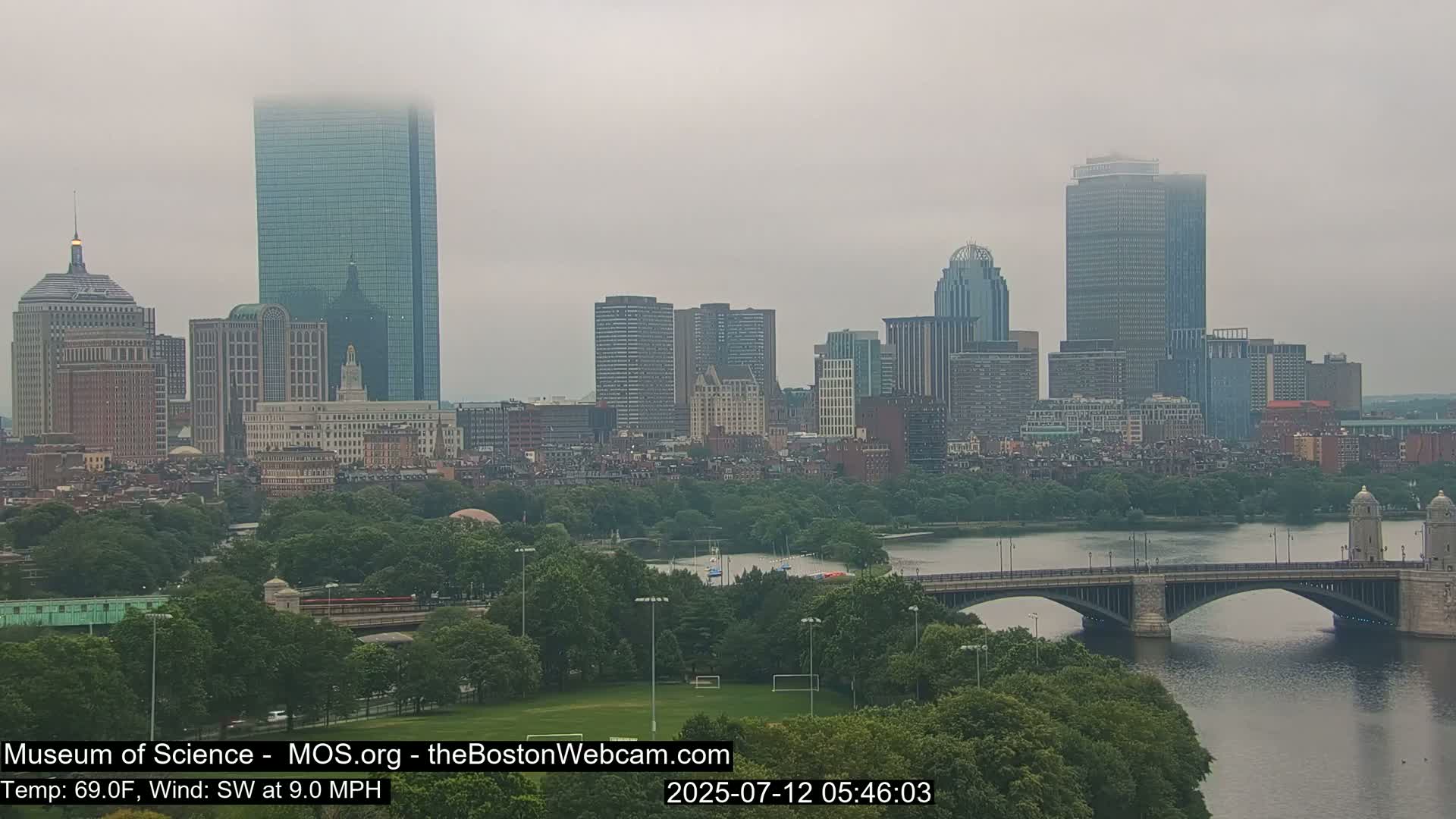 Charles River & Boston City View Live Cam - Boston, Massachusetts, USA
