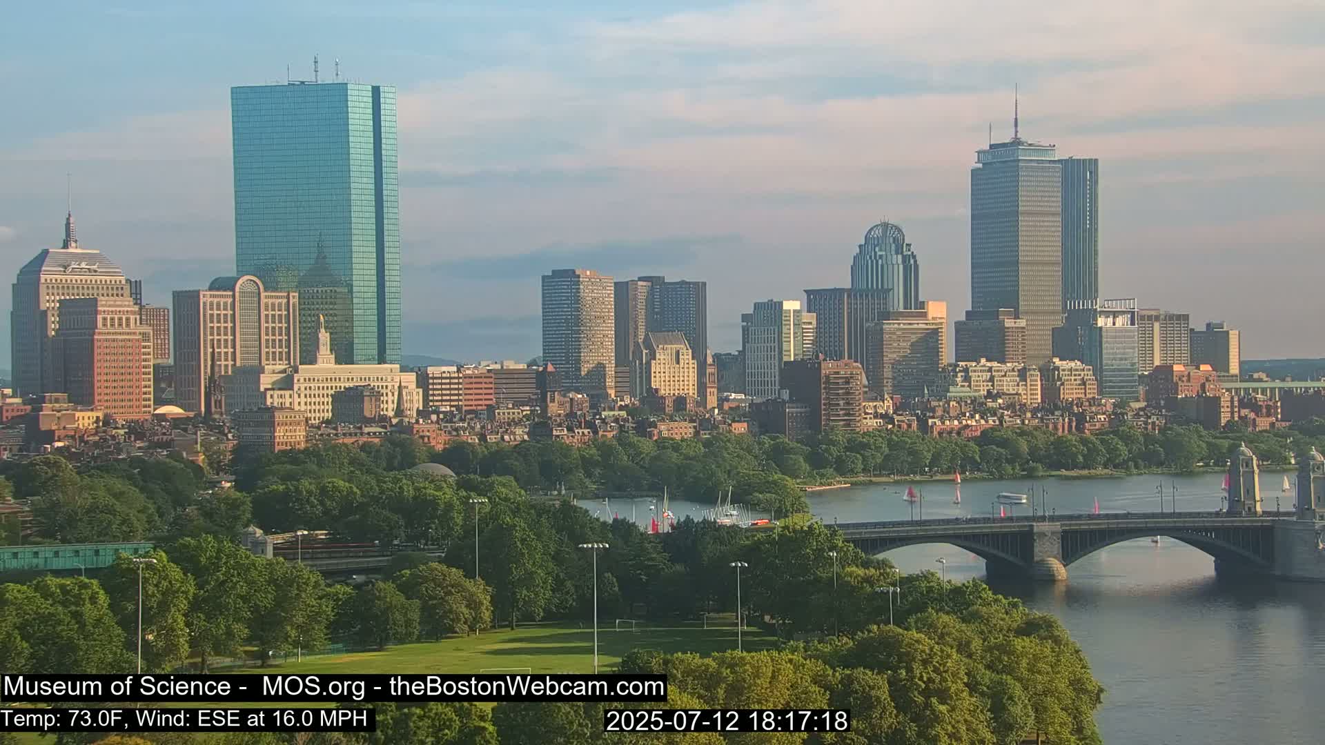Charles River & Boston City View Live Cam - Boston, Massachusetts, USA