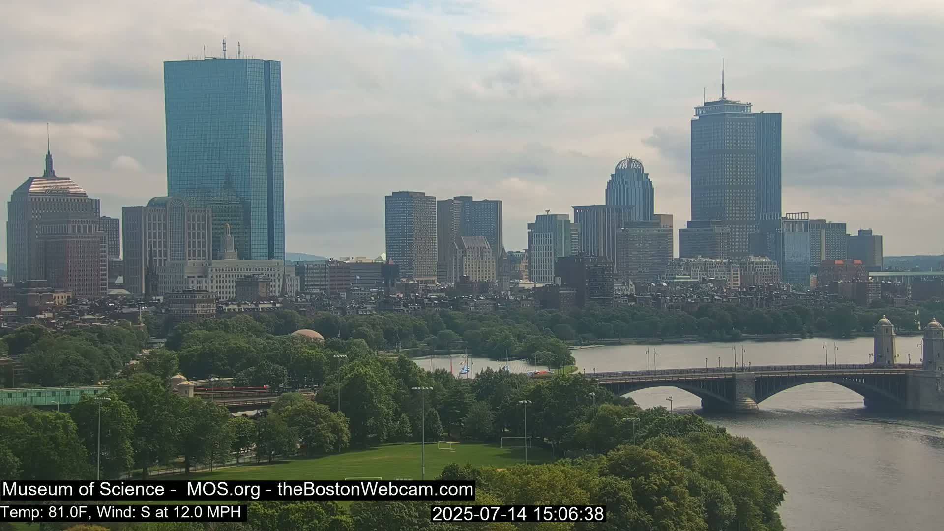 Charles River & Boston City View Live Cam - Boston, Massachusetts, USA