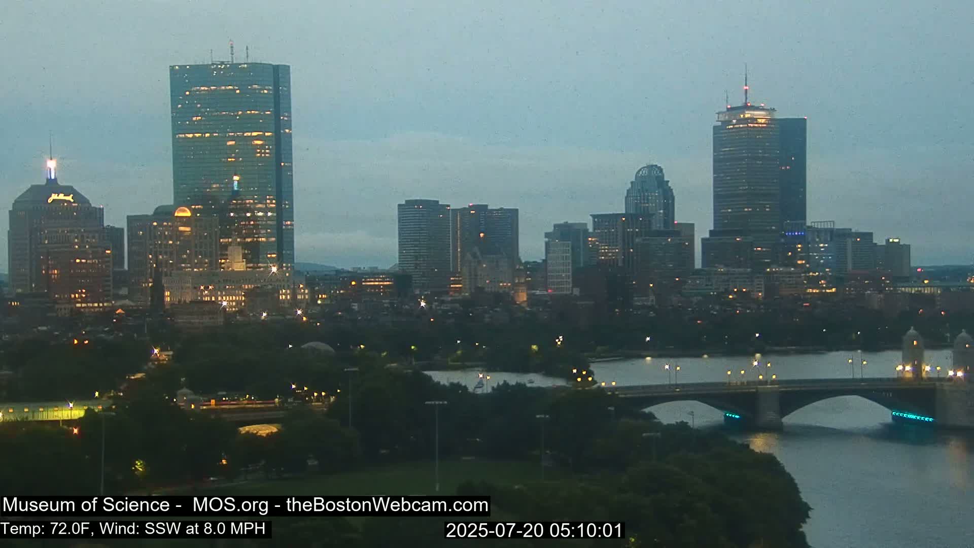 Charles River & Boston City View Live Cam - Boston, Massachusetts, USA