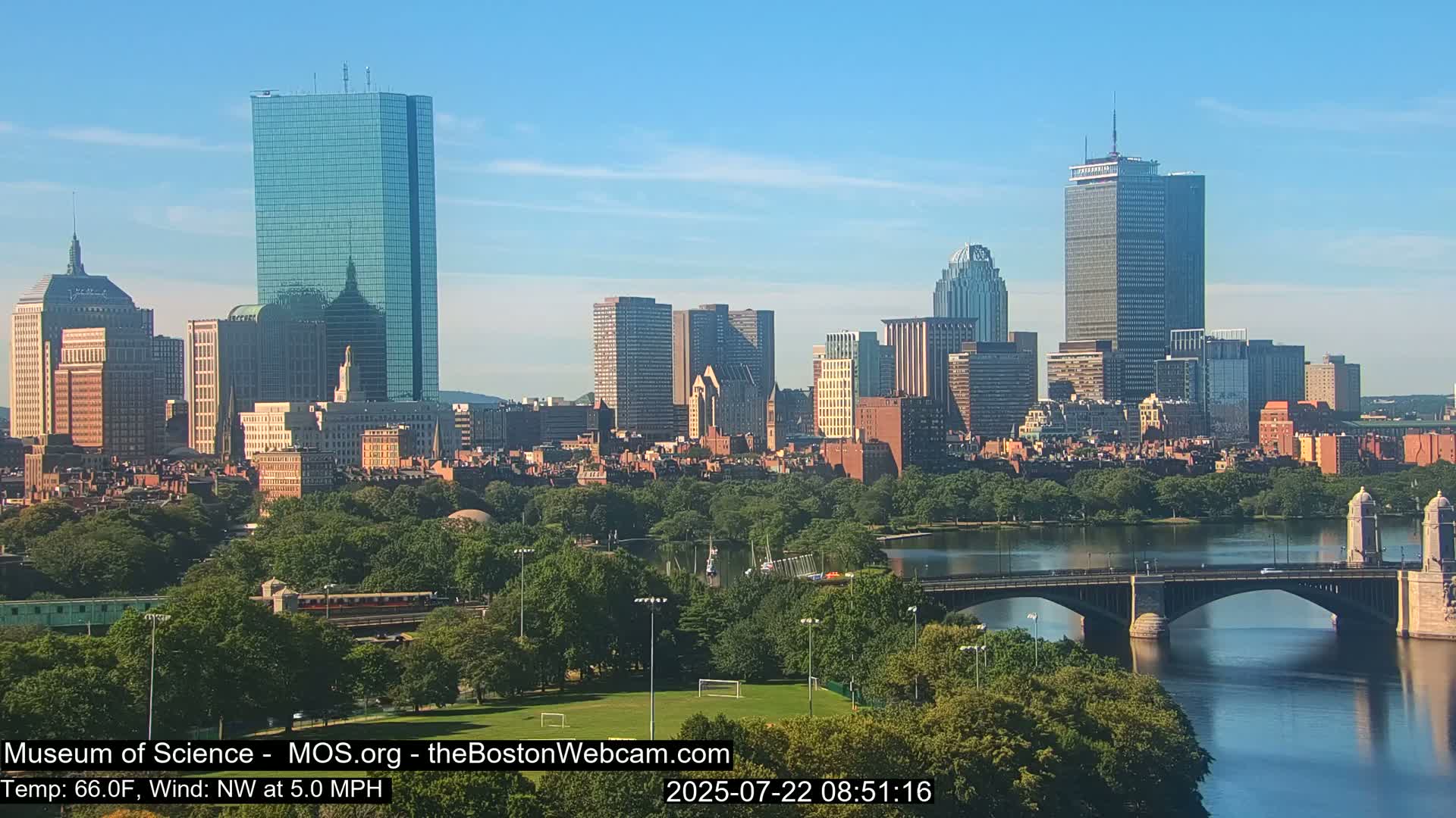 Charles River & Boston City View Live Cam - Boston, Massachusetts, USA