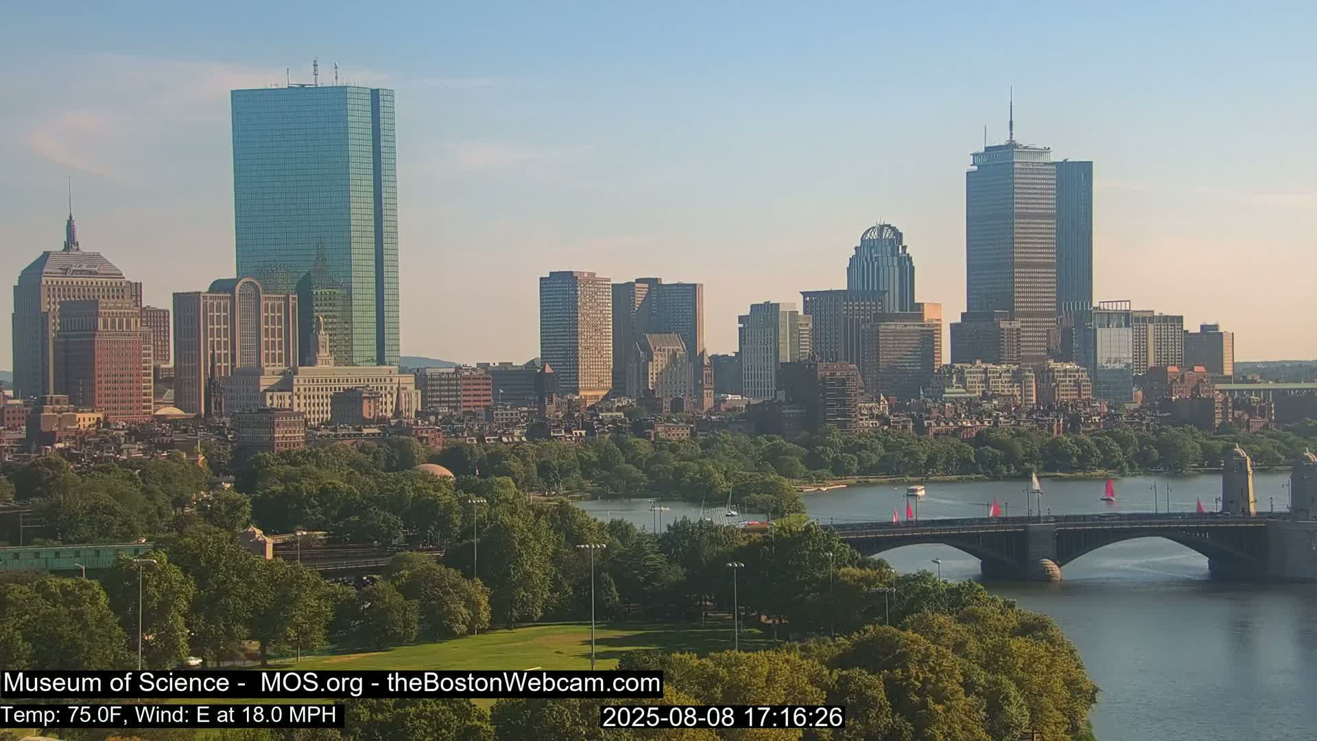 Charles River & Boston City View Live Cam - Boston, Massachusetts, USA