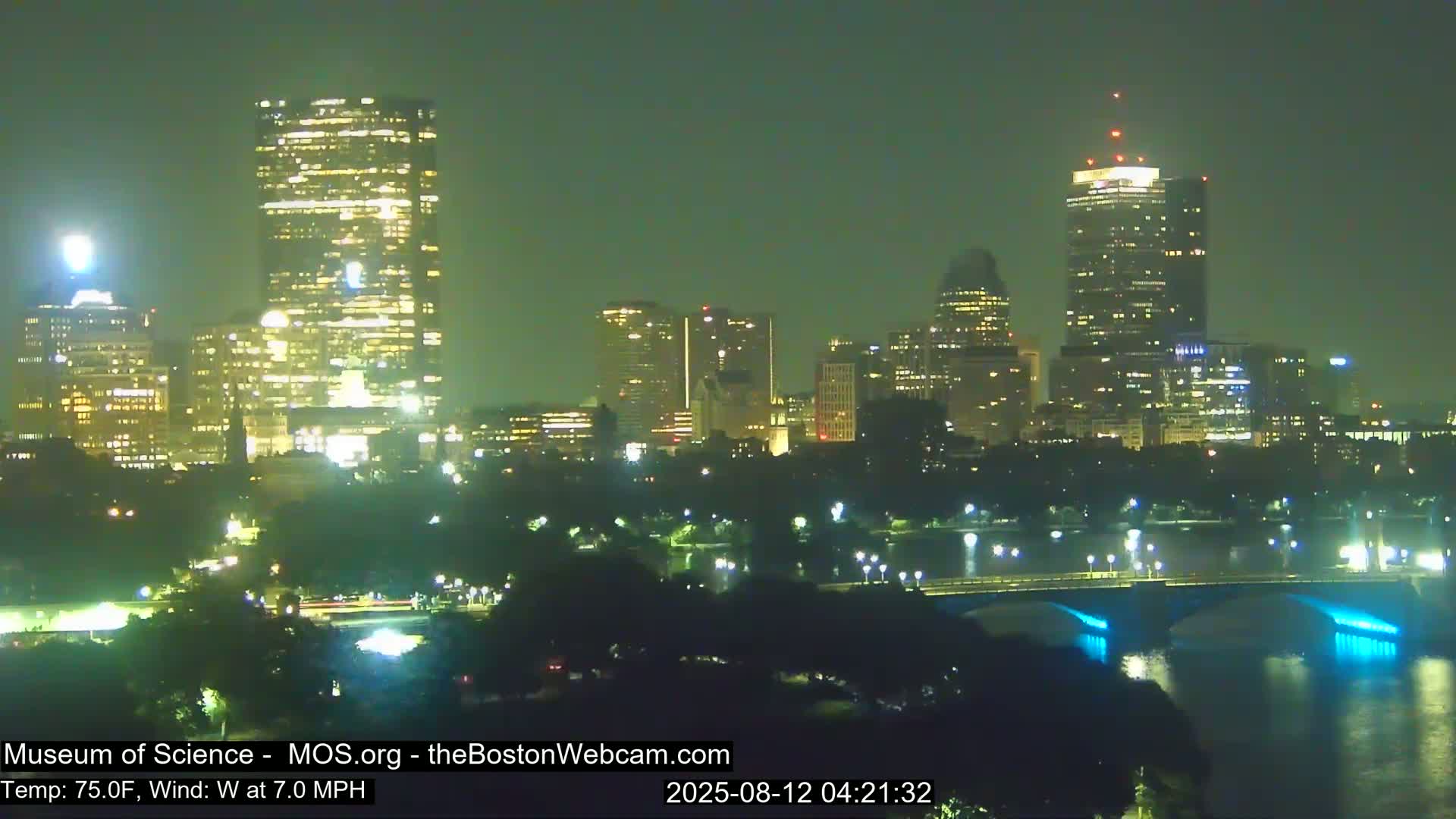 Charles River & Boston City View Live Cam - Boston, Massachusetts, USA