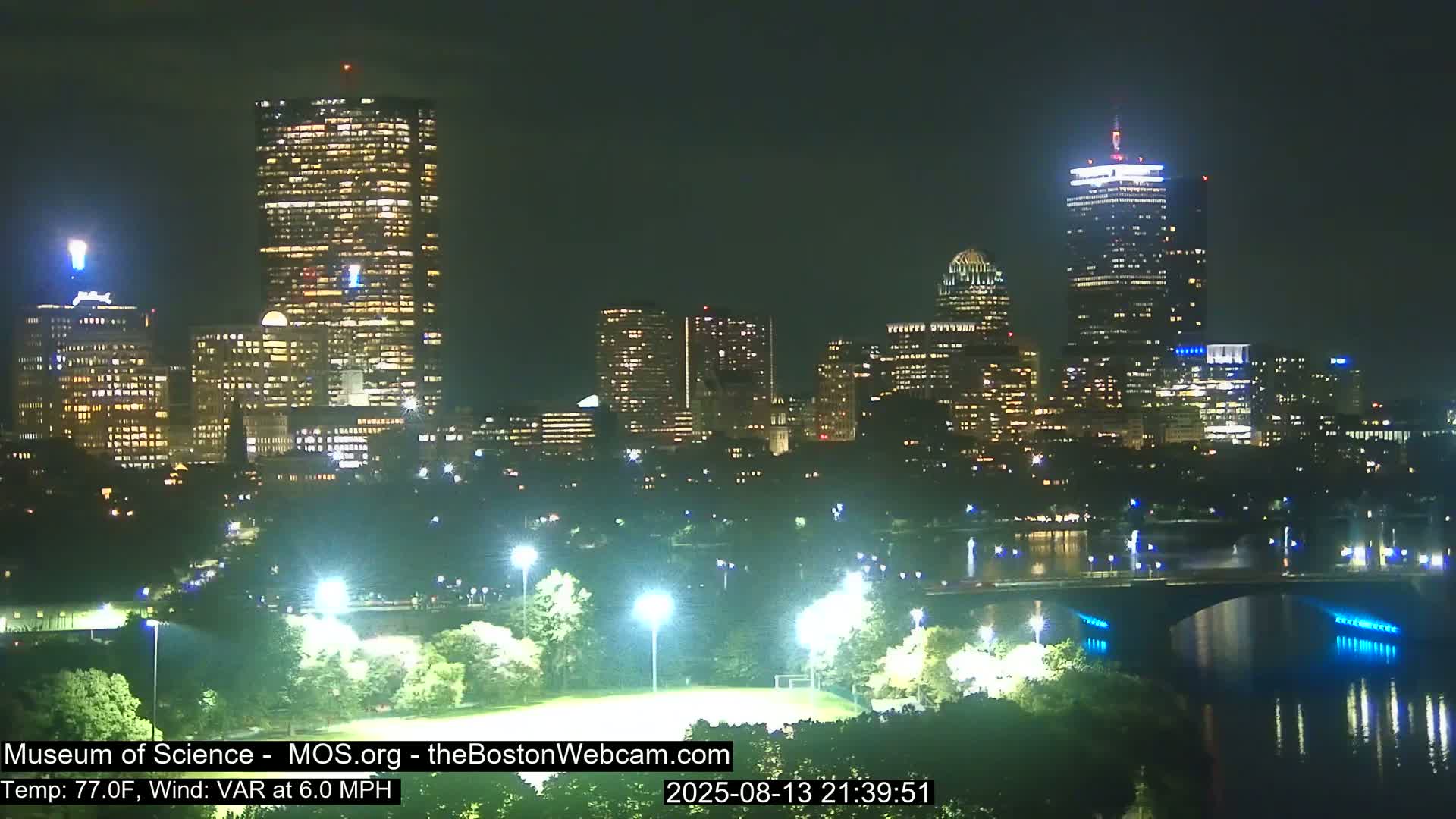 Charles River & Boston City View Live Cam - Boston, Massachusetts, USA