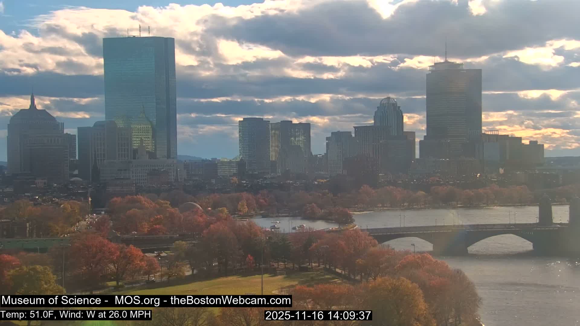 Charles River & Boston City View Live Cam - Boston, Massachusetts, USA
