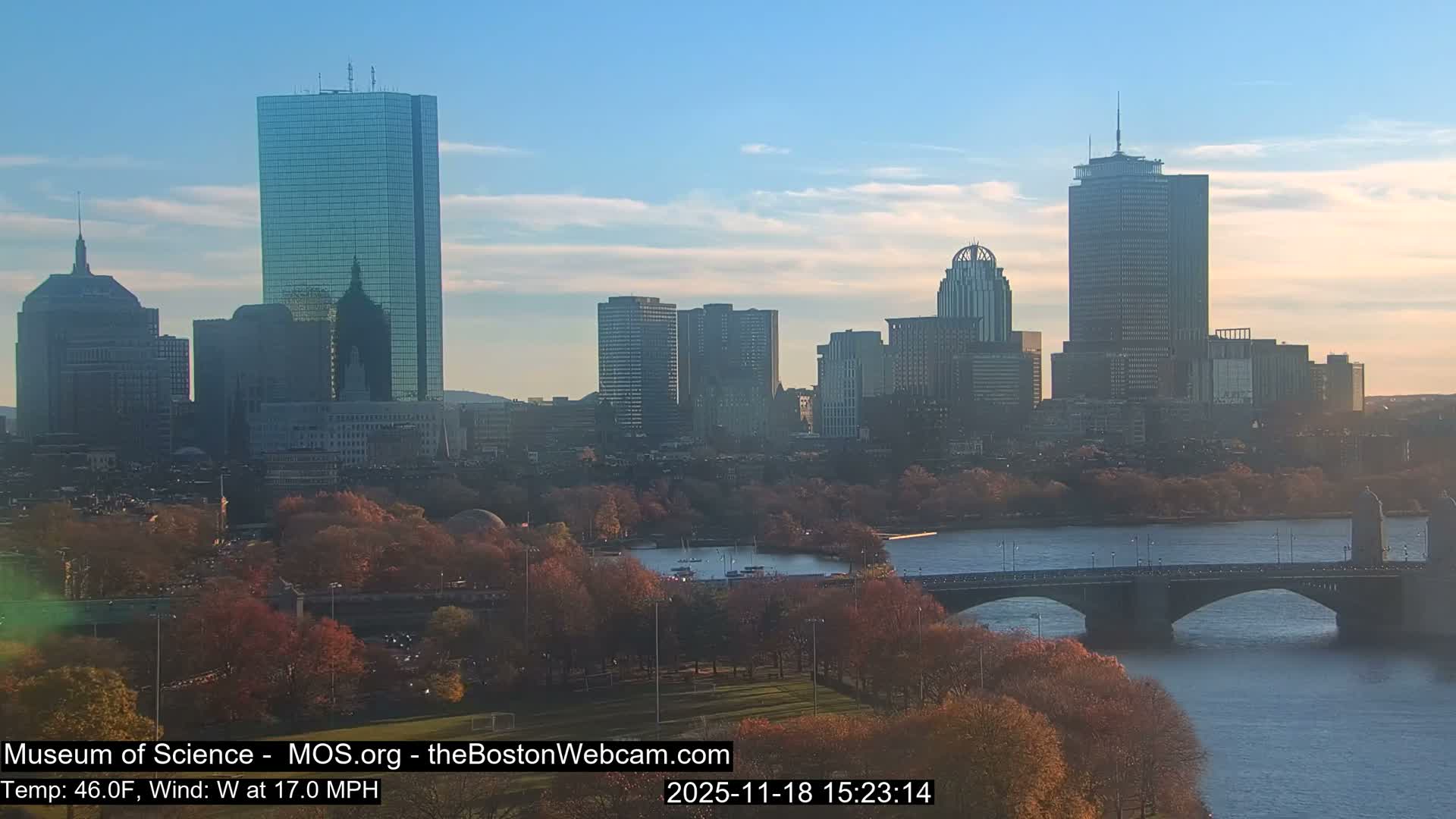 Charles River & Boston City View Live Cam - Boston, Massachusetts, USA