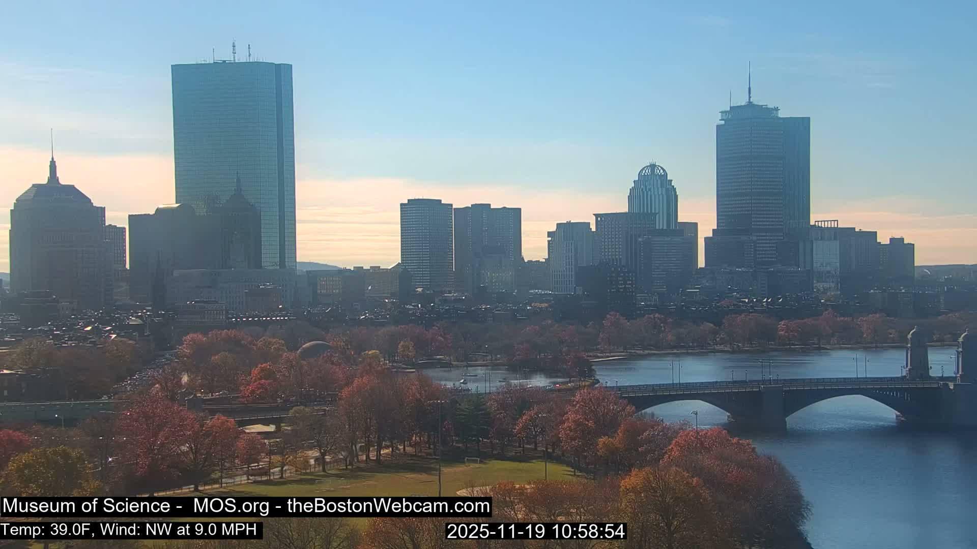 Charles River & Boston City View Live Cam - Boston, Massachusetts, USA