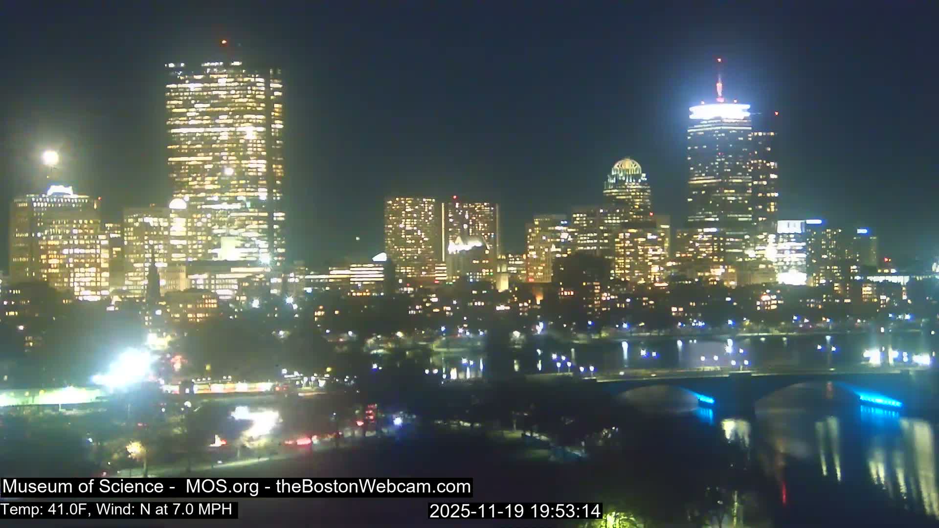 Charles River & Boston City View Live Cam - Boston, Massachusetts, USA
