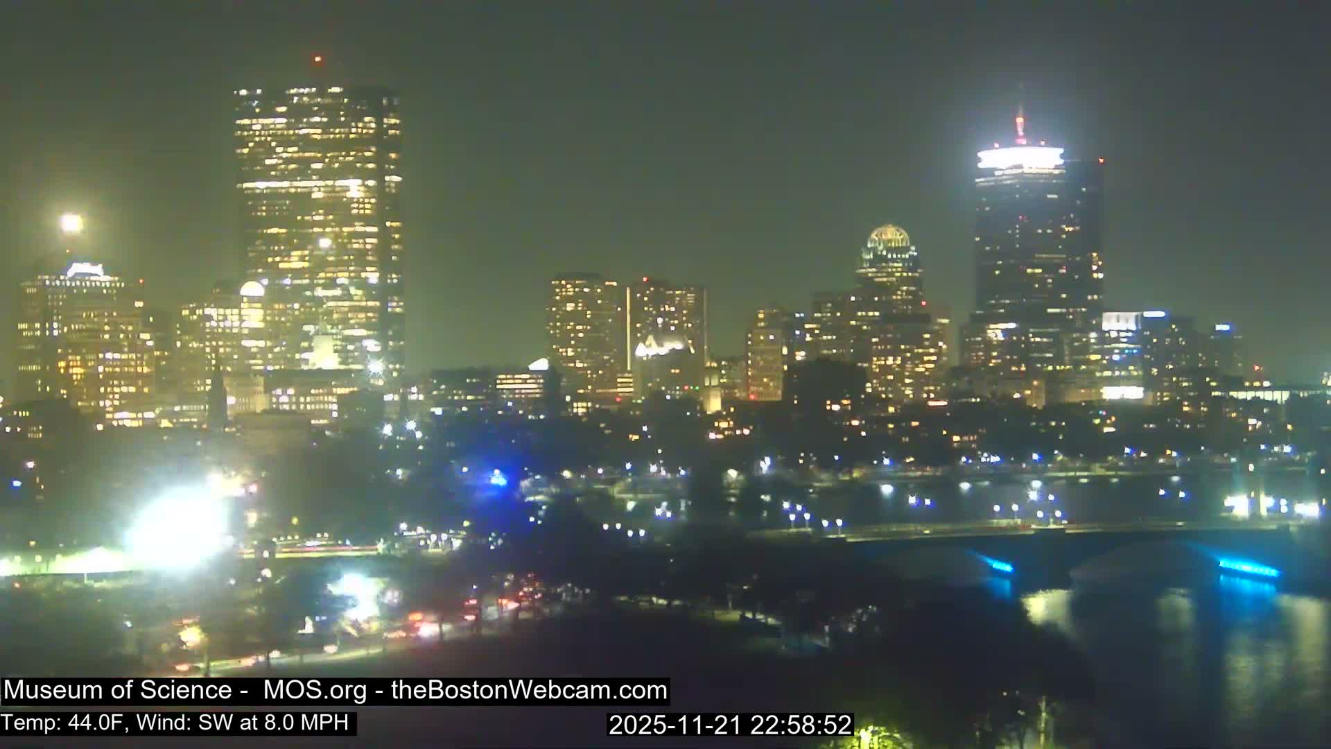 Charles River & Boston City View Live Cam - Boston, Massachusetts, USA