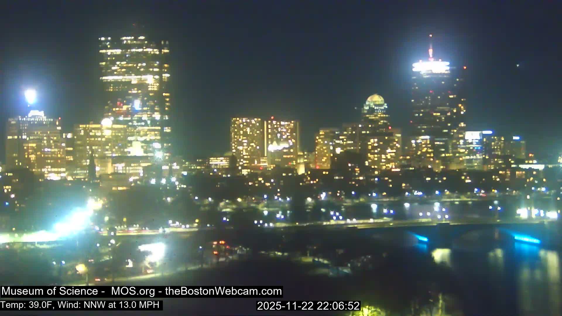 Charles River & Boston City View Live Cam - Boston, Massachusetts, USA
