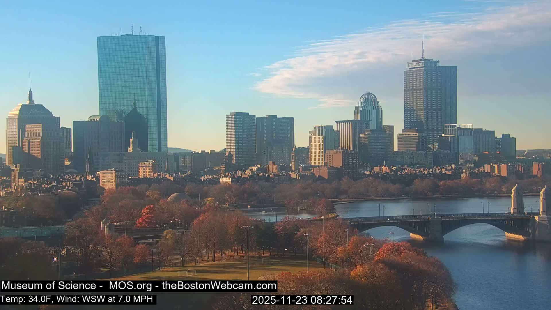 Charles River & Boston City View Live Cam - Boston, Massachusetts, USA