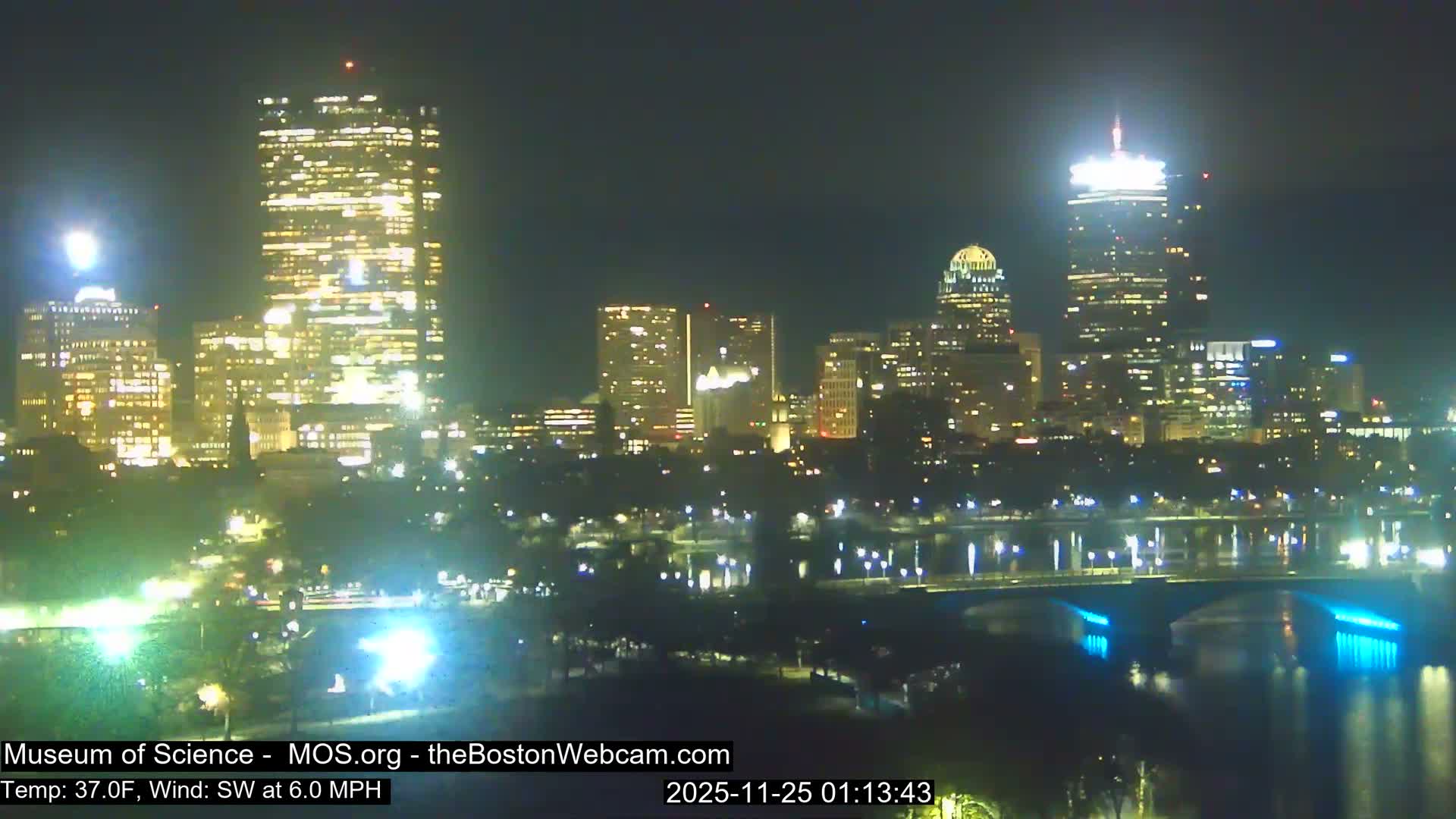 Charles River & Boston City View Live Cam - Boston, Massachusetts, USA
