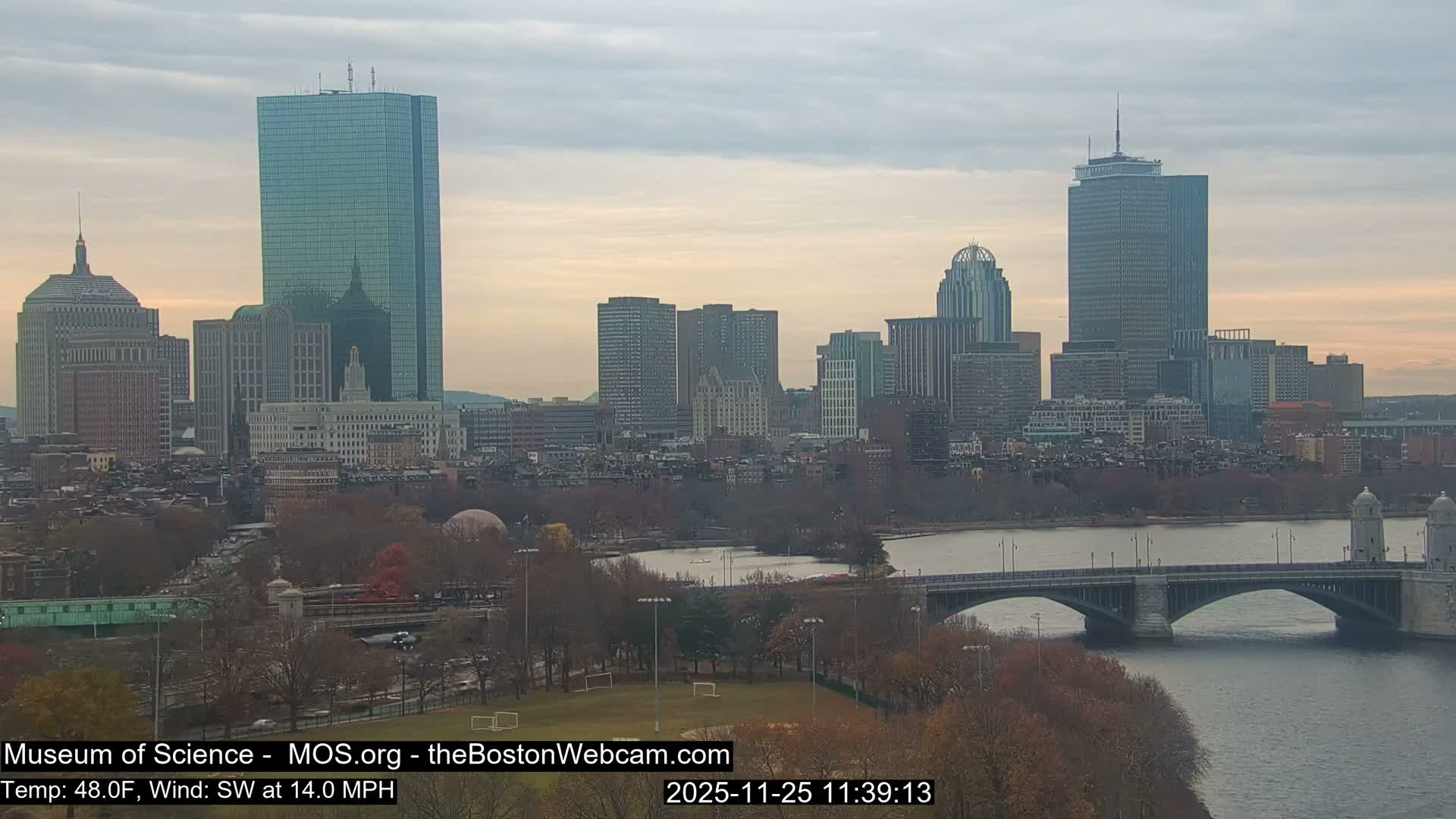 Charles River & Boston City View Live Cam - Boston, Massachusetts, USA