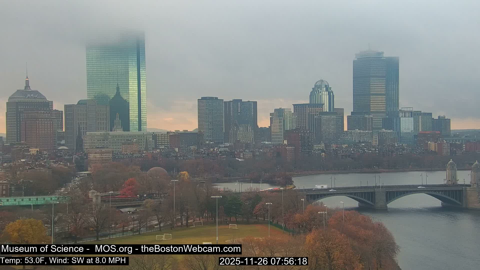 Charles River & Boston City View Live Cam - Boston, Massachusetts, USA