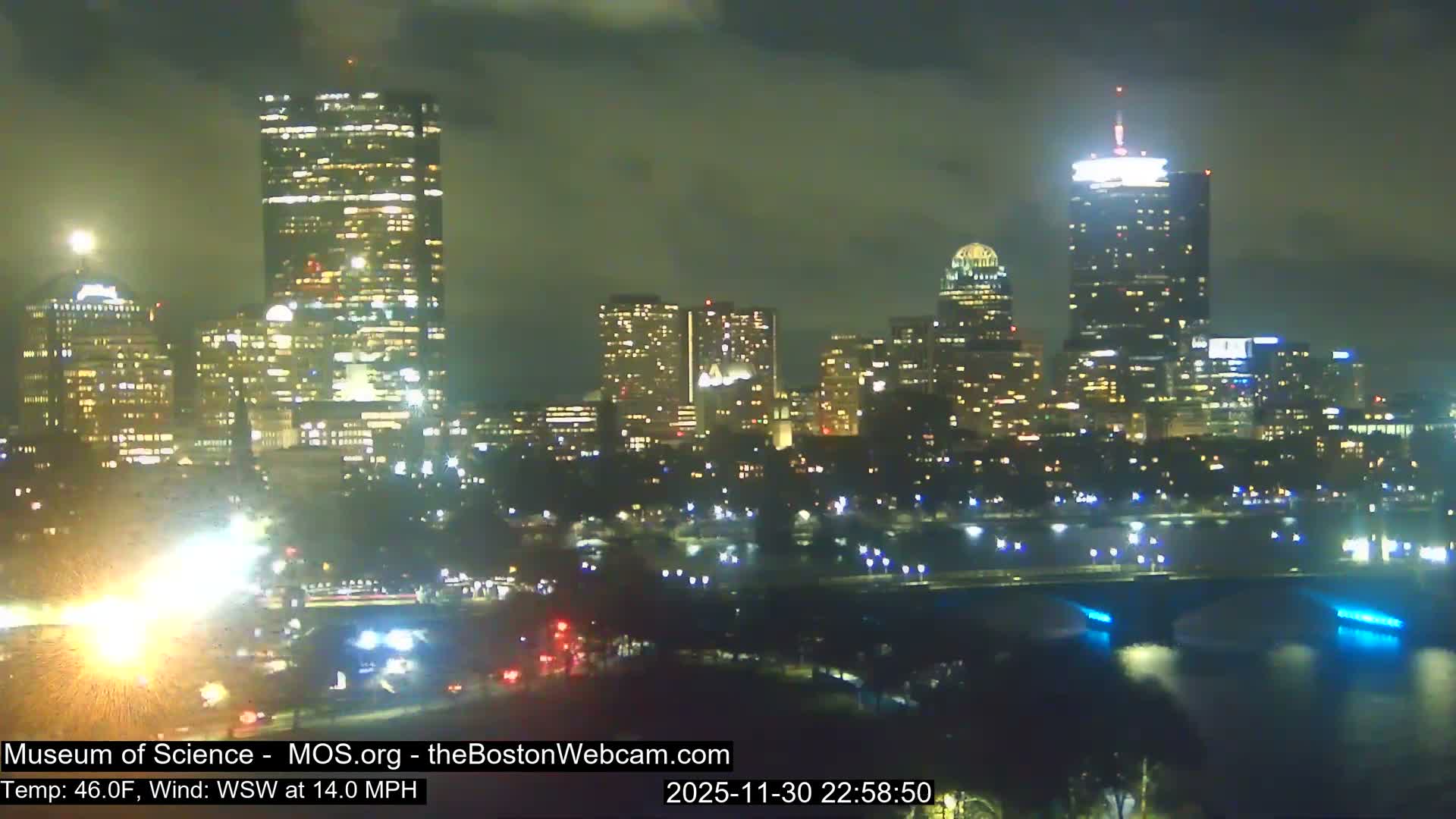 Charles River & Boston City View Live Cam - Boston, Massachusetts, USA