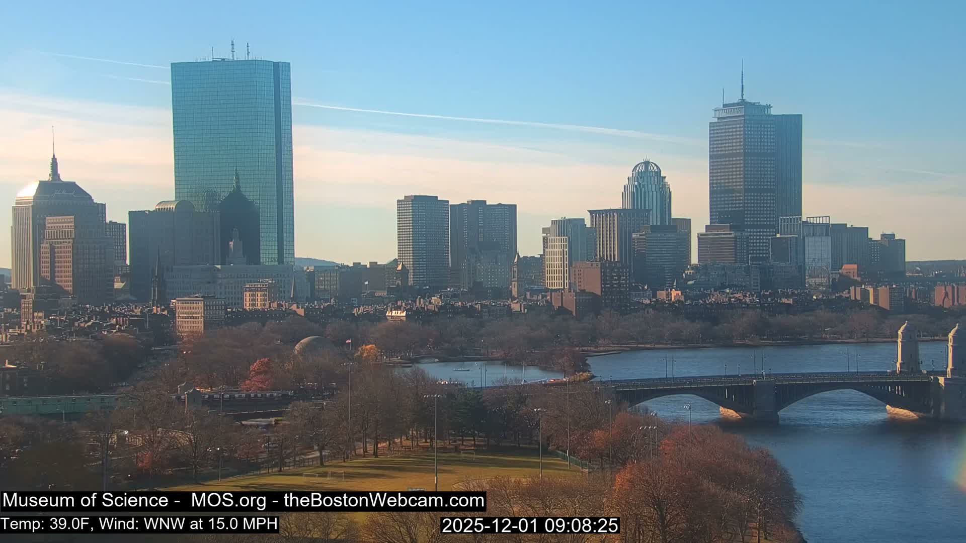 Charles River & Boston City View Live Cam - Boston, Massachusetts, USA