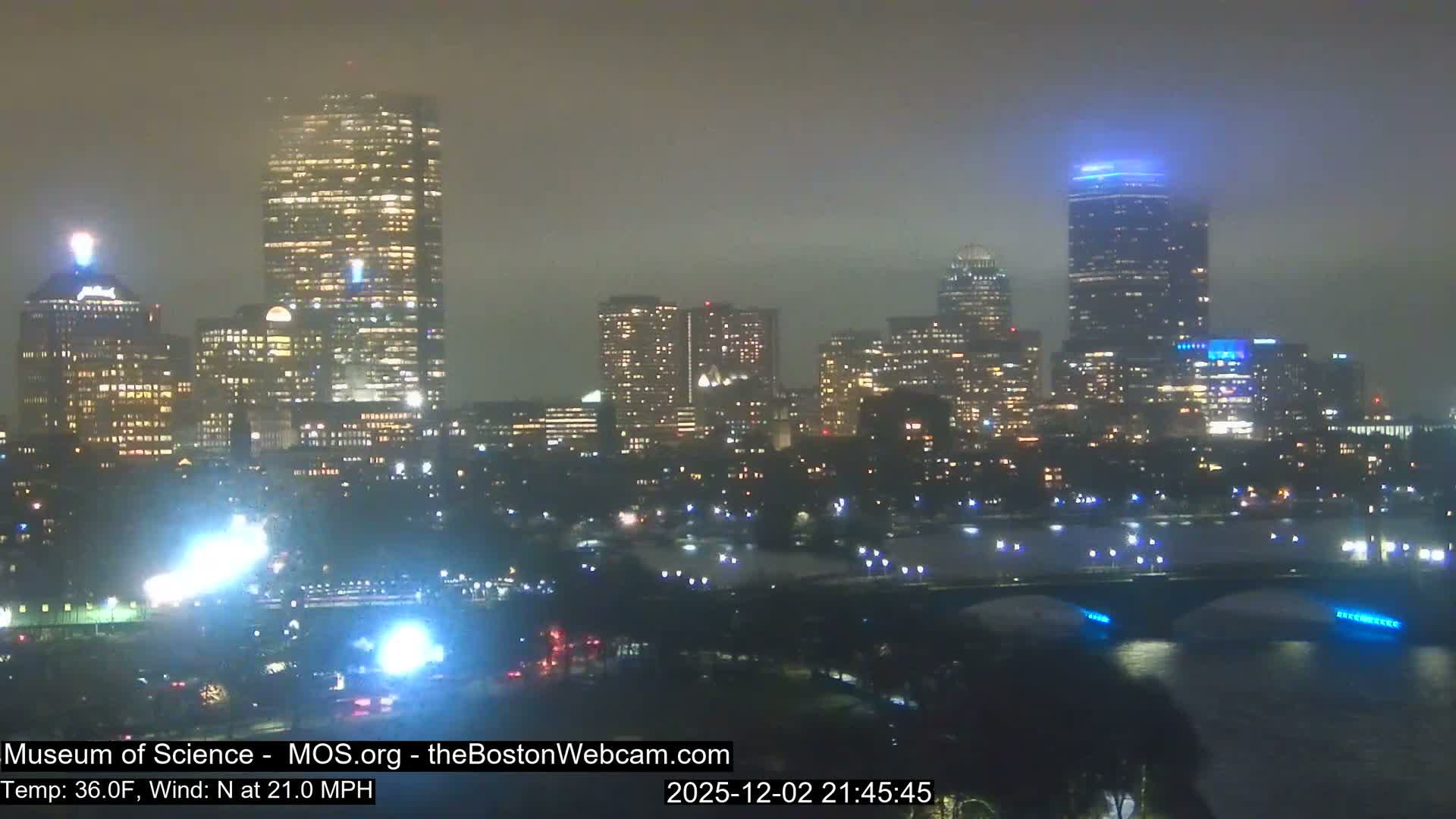 Charles River & Boston City View Live Cam - Boston, Massachusetts, USA