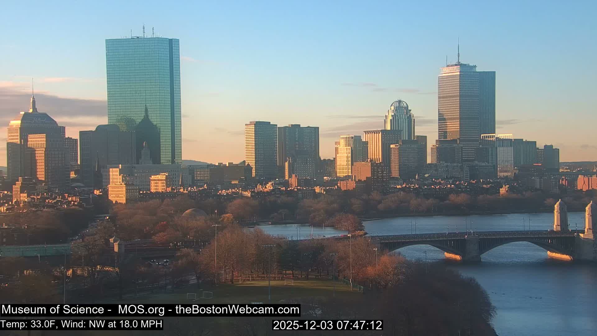 Charles River & Boston City View Live Cam - Boston, Massachusetts, USA
