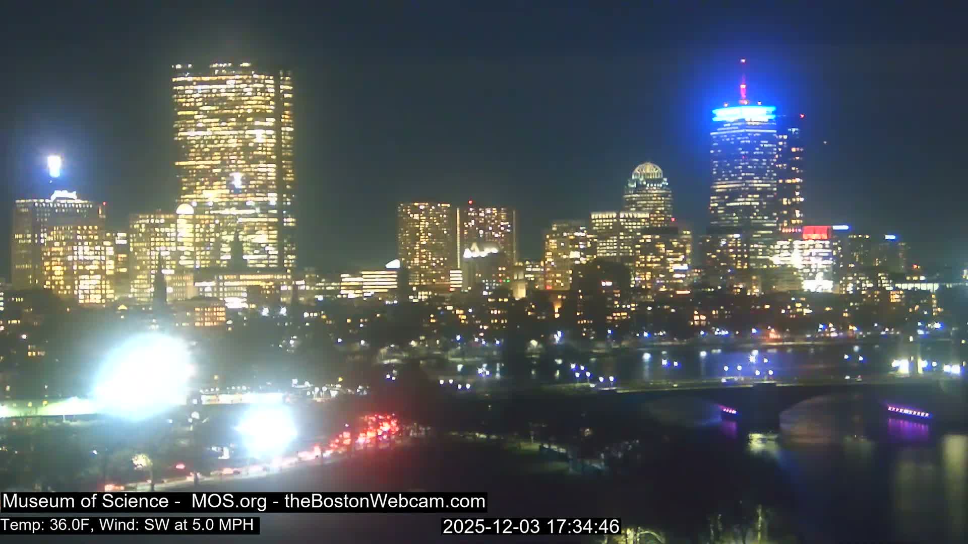 Charles River & Boston City View Live Cam - Boston, Massachusetts, USA