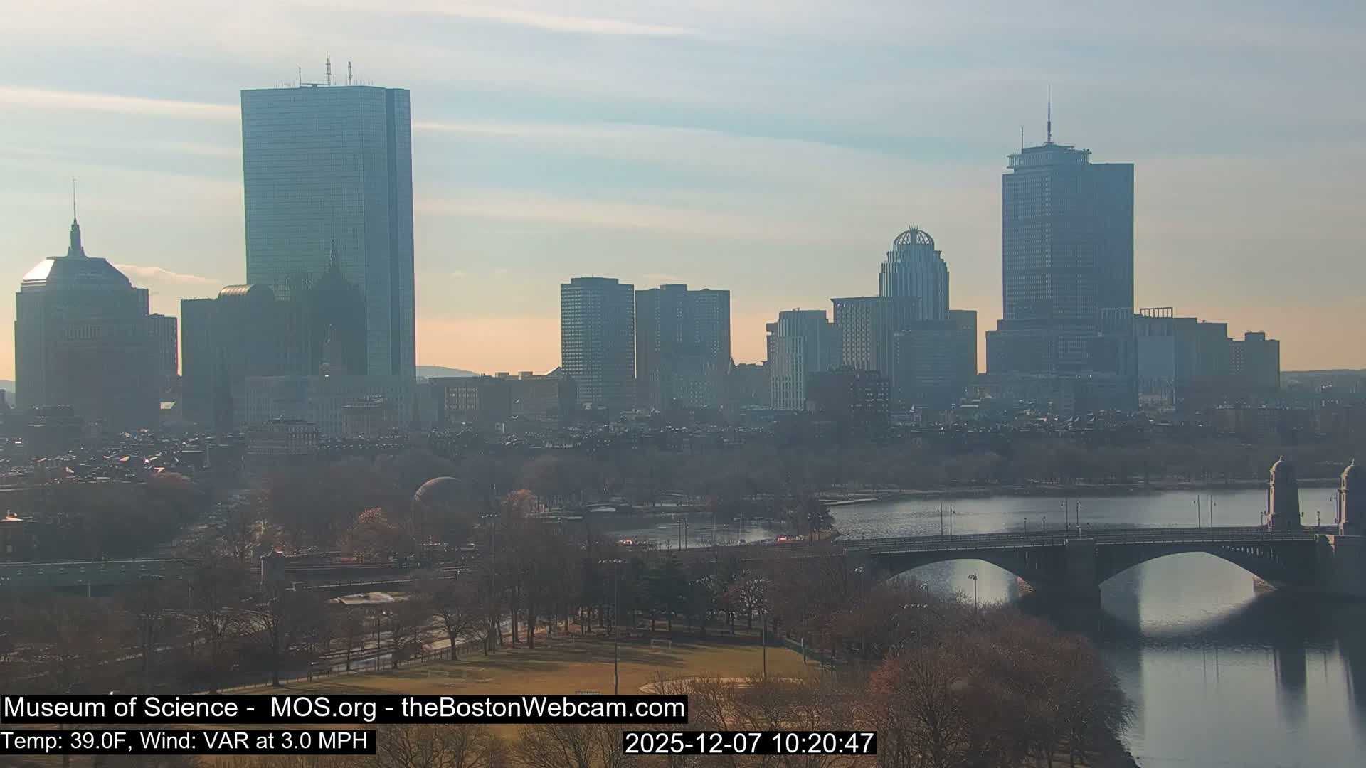 Charles River & Boston City View Live Cam - Boston, Massachusetts, USA