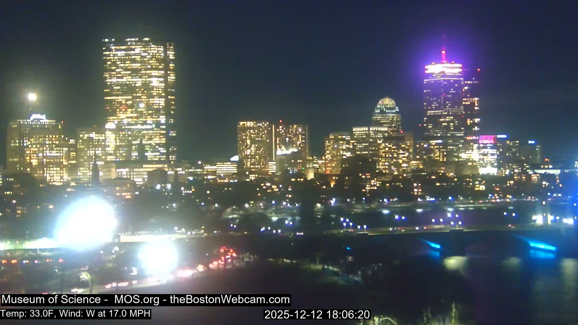 Charles River & Boston City View Live Cam - Boston, Massachusetts, USA