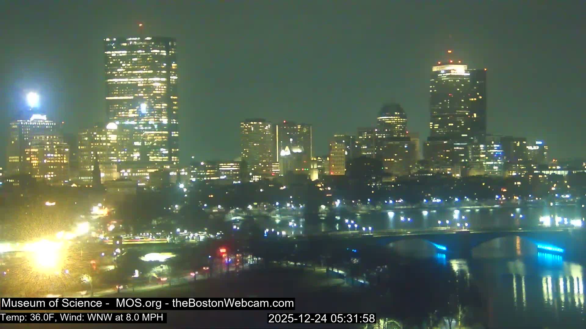 Charles River & Boston City View Live Cam - Boston, Massachusetts, USA