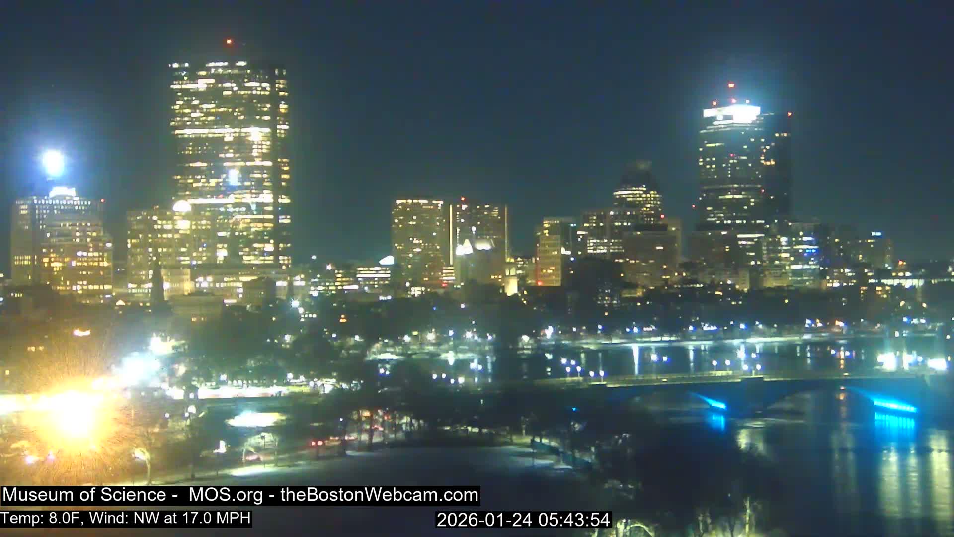 Charles River & Boston City View Live Cam - Boston, Massachusetts, USA