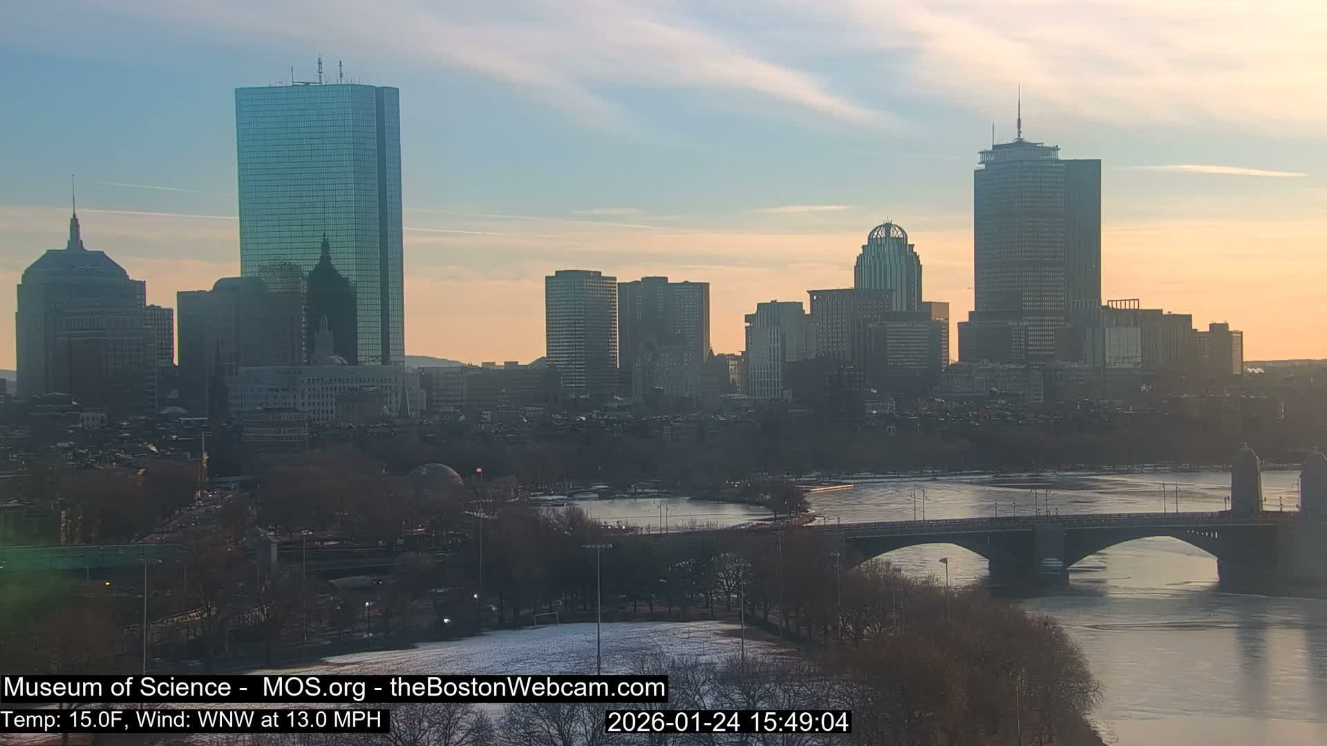 Charles River & Boston City View Live Cam - Boston, Massachusetts, USA